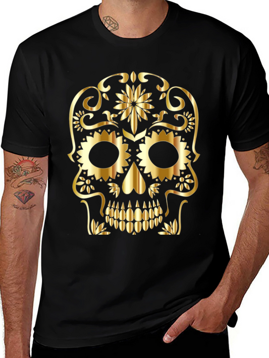 Golden Skull Graphic Tee - Black