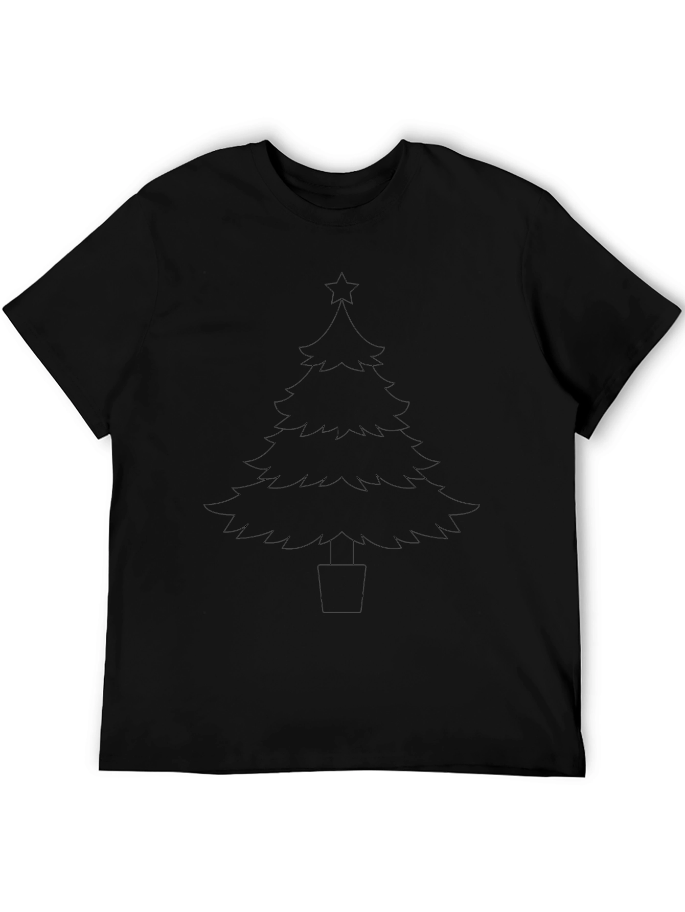 Christmas Tree Outline Black T-Shirt