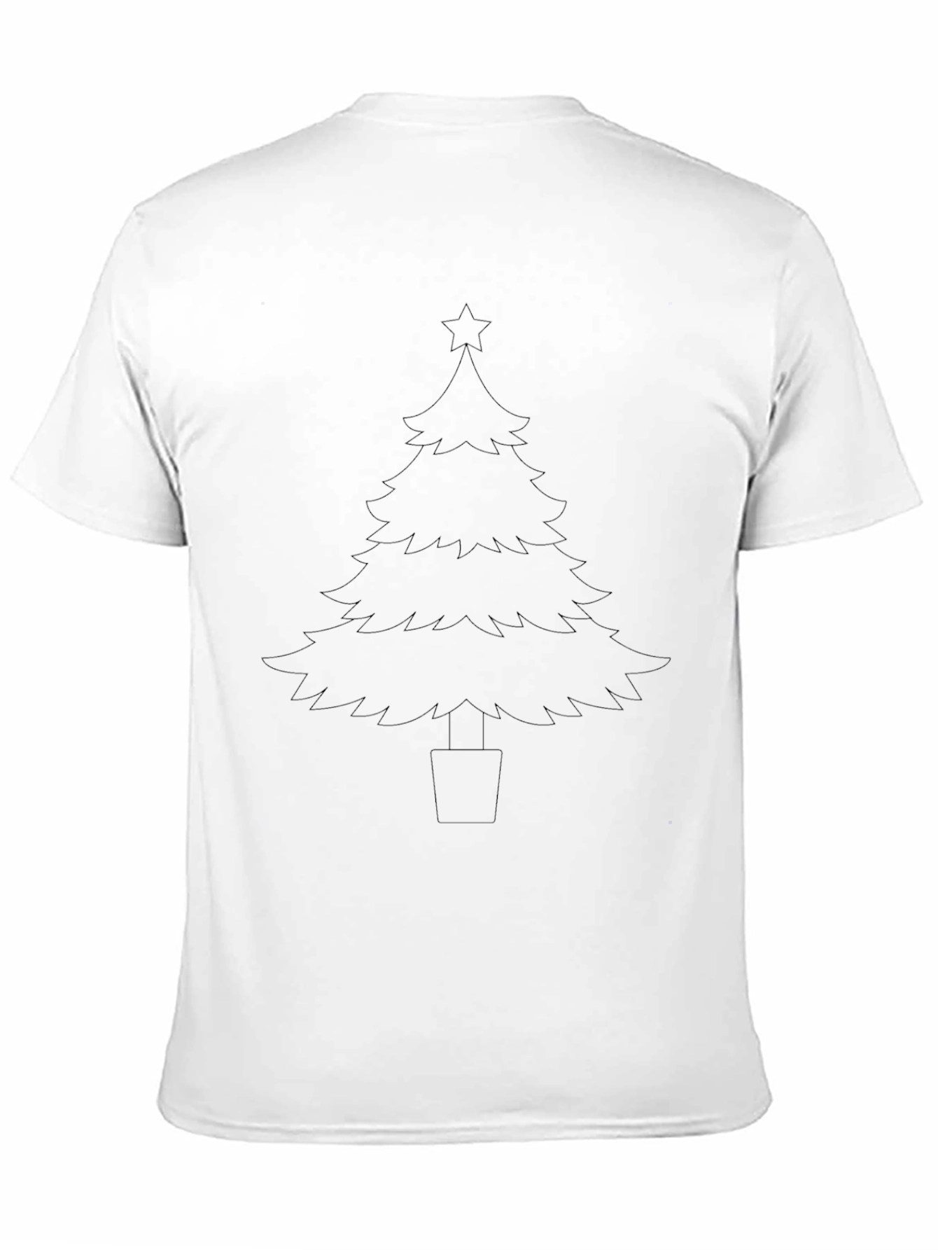 Christmas Tree Outline Black T-Shirt
