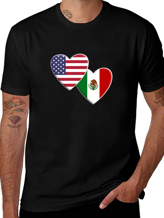 USA and Mexico Heart Flag T-Shirt