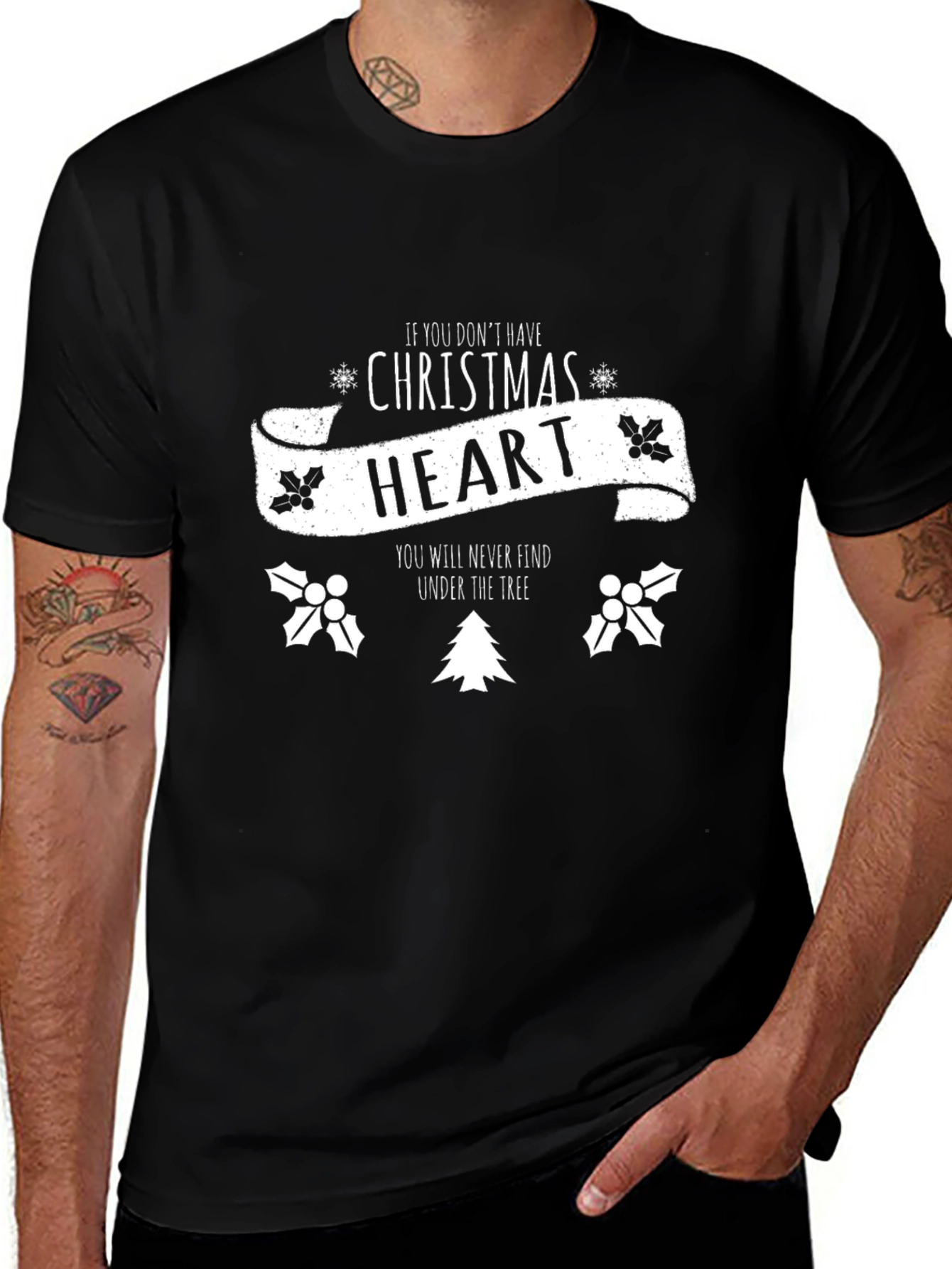Christmas Heart Graphic Tee - Holiday Spirit T-Shirt