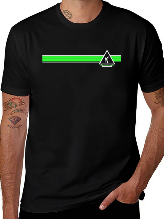 Black Tee with Neon Green Stripe & Triangle Golf Logo