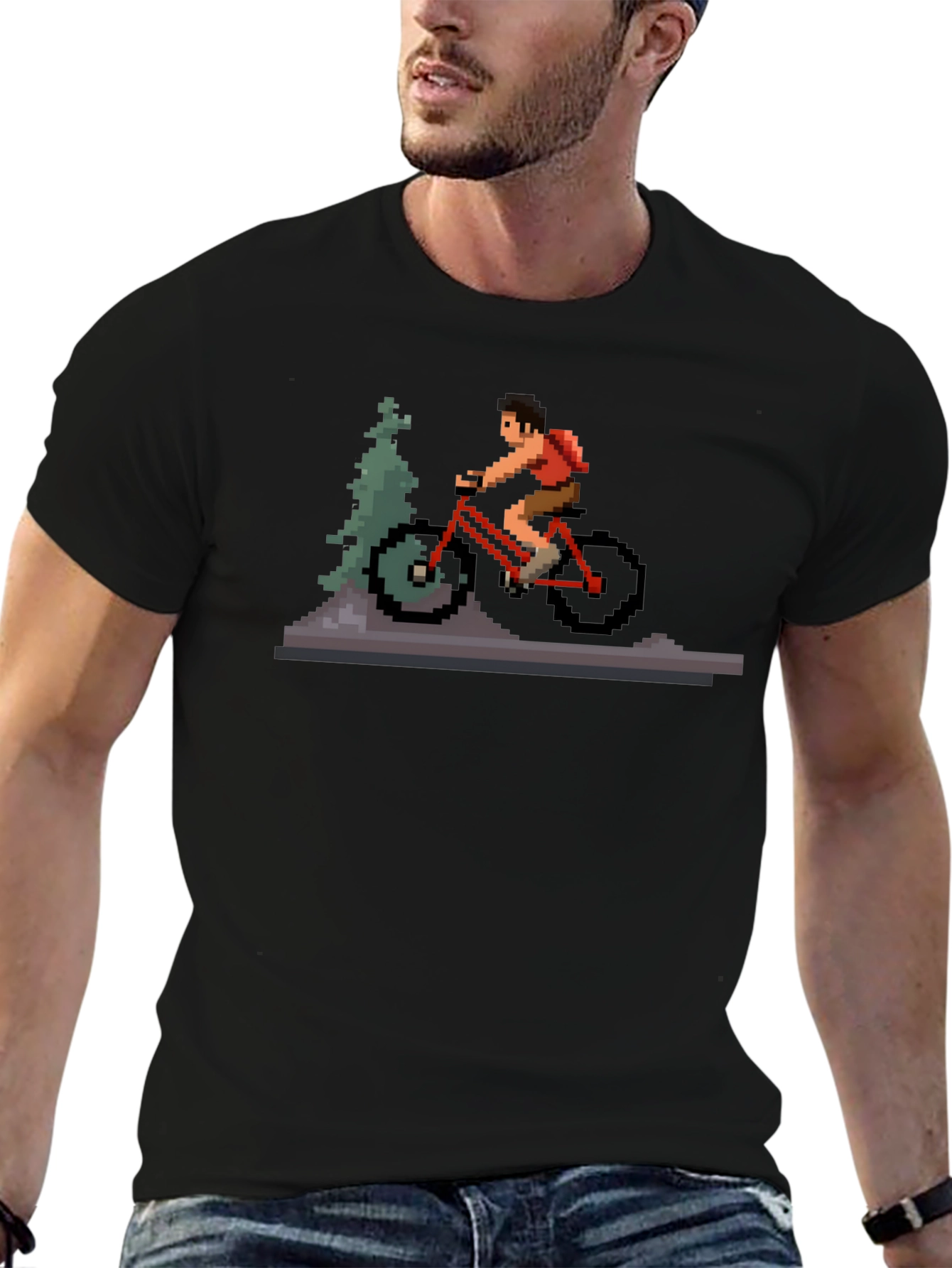 Pixel Art Mountain Biker T-Shirt