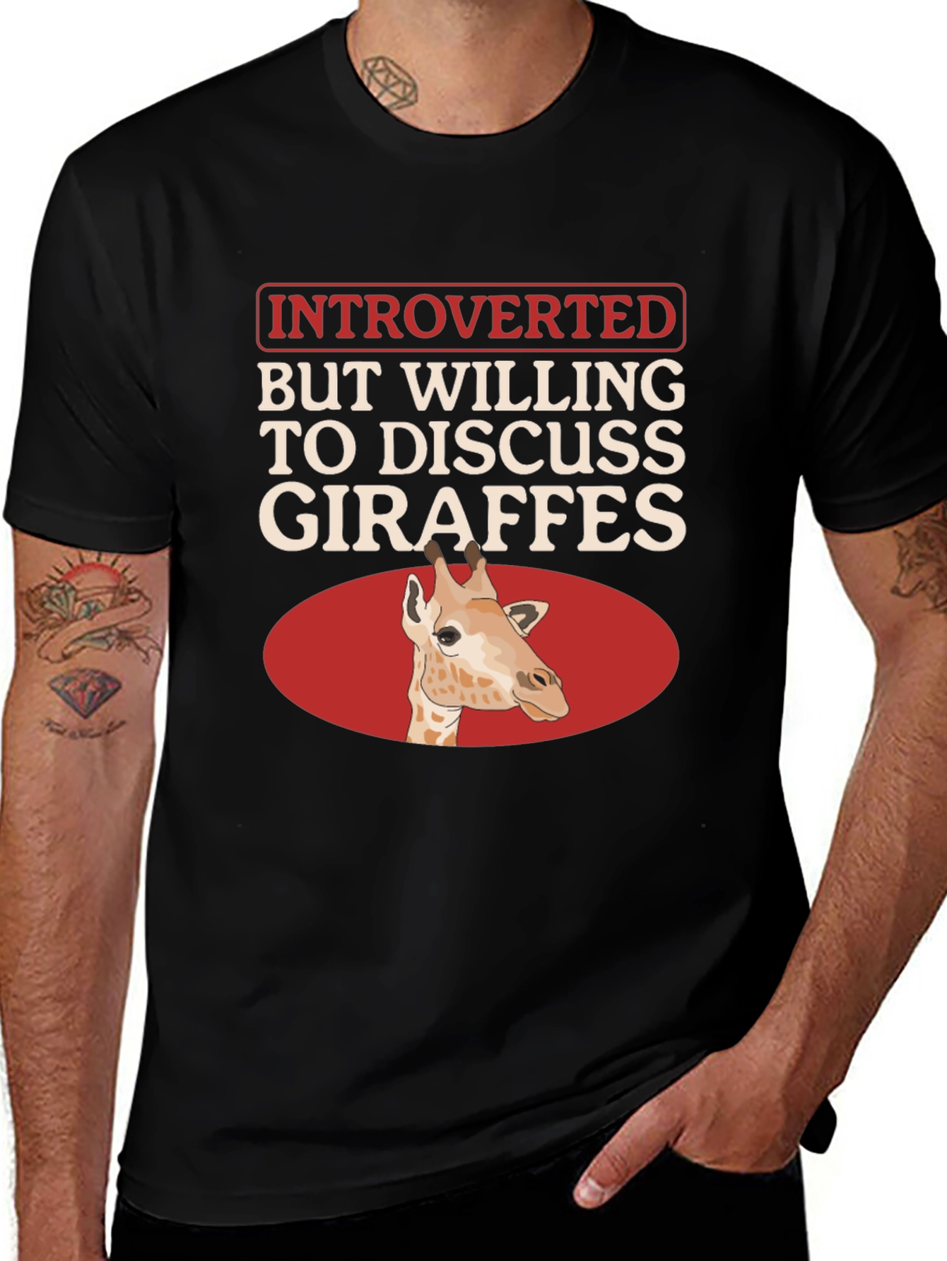 Introverted Giraffe T-Shirt - Unique Animal Lover Tee