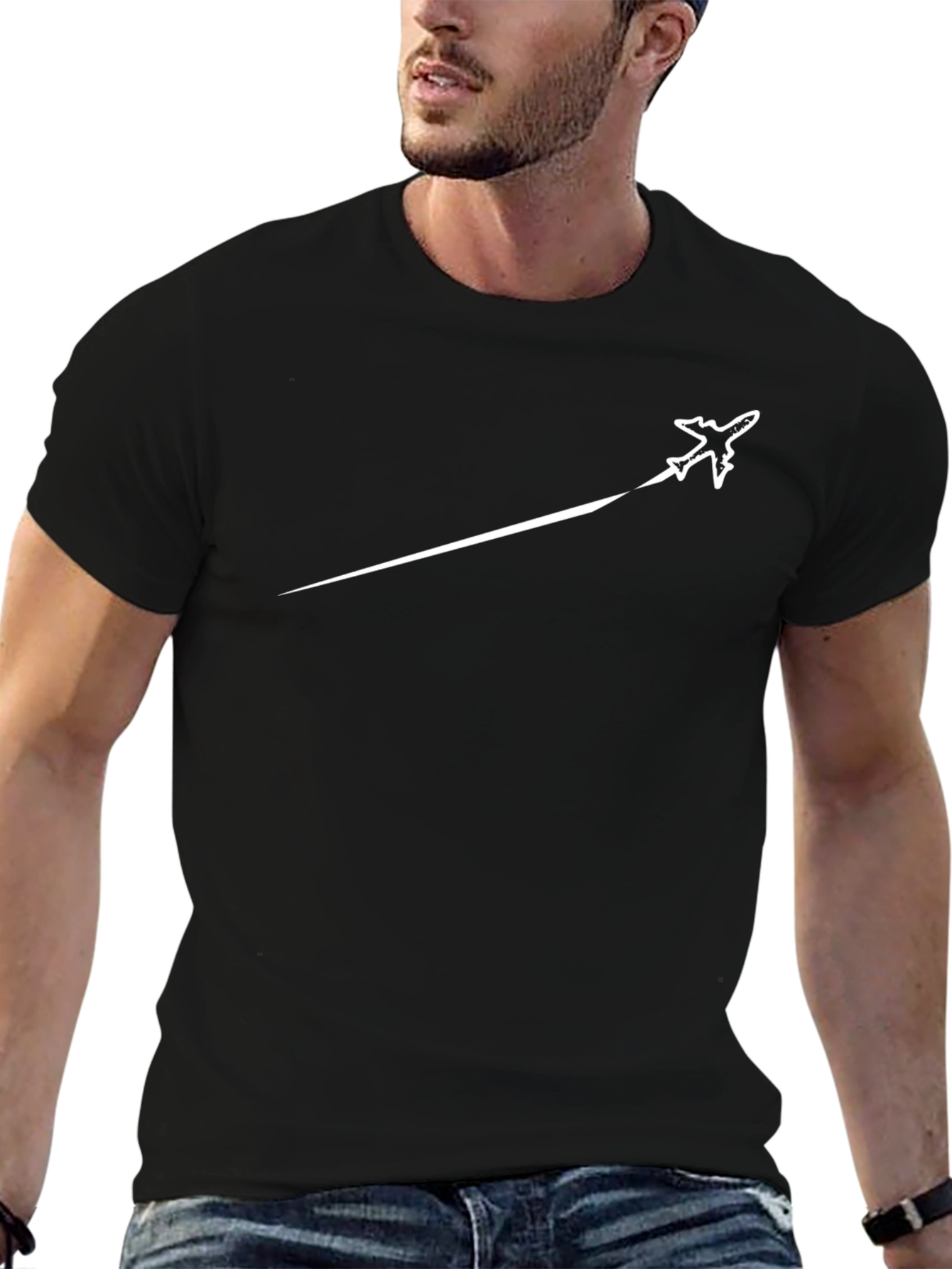 Jet Stream Graphic Tee - Black Cotton Comfort