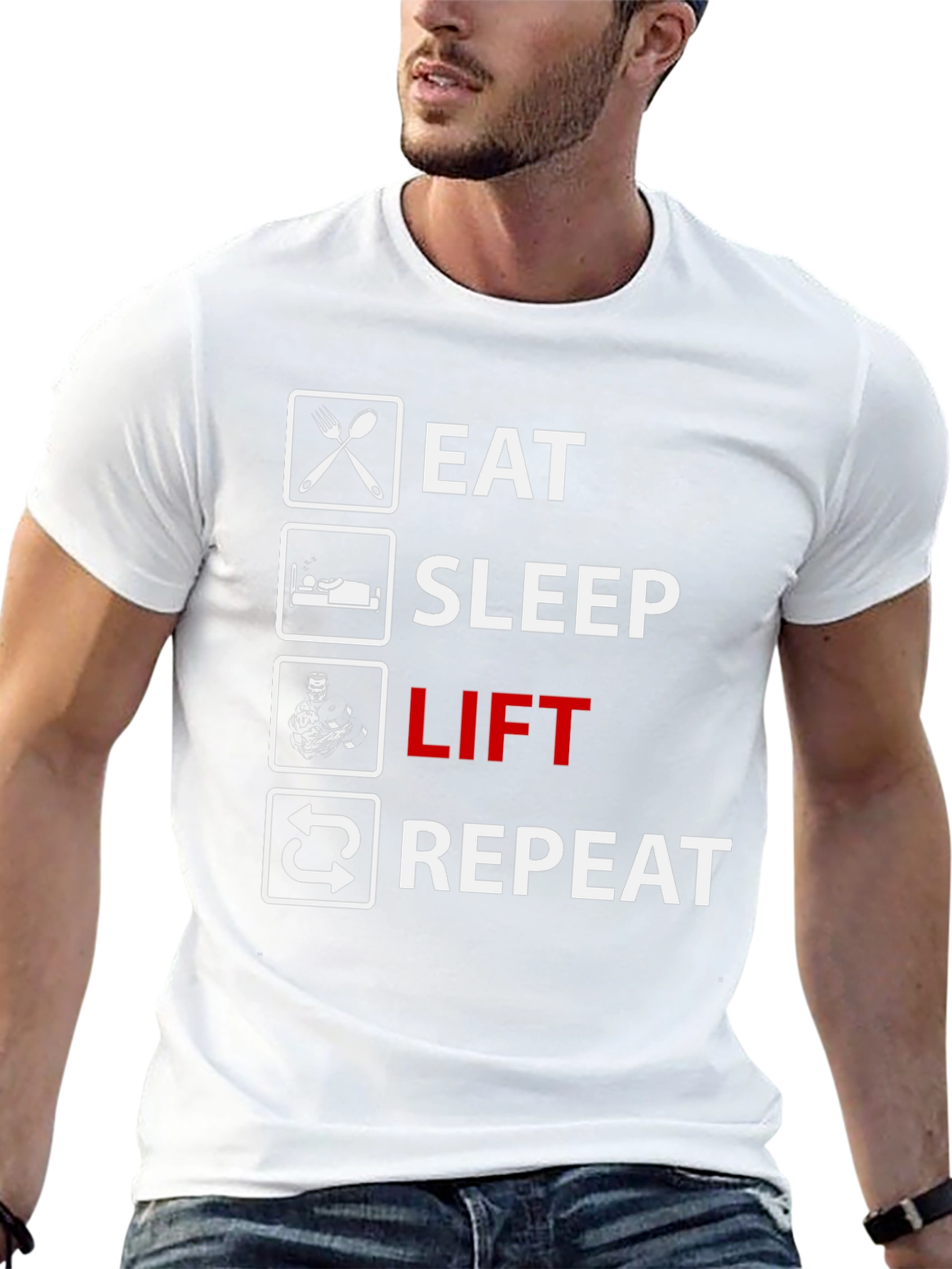 Eat Sleep Lift Repeat Graphic T-Shirt