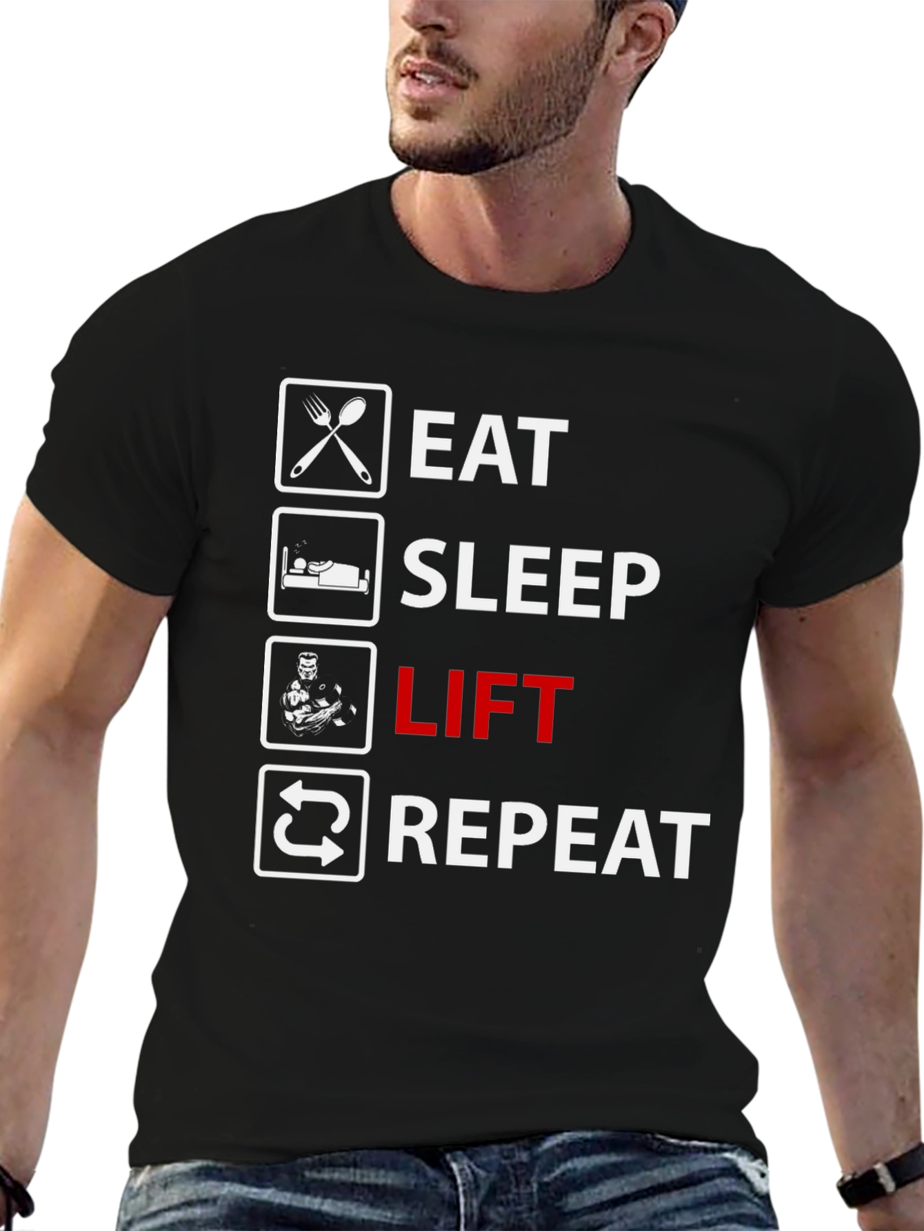 Eat Sleep Lift Repeat Graphic T-Shirt
