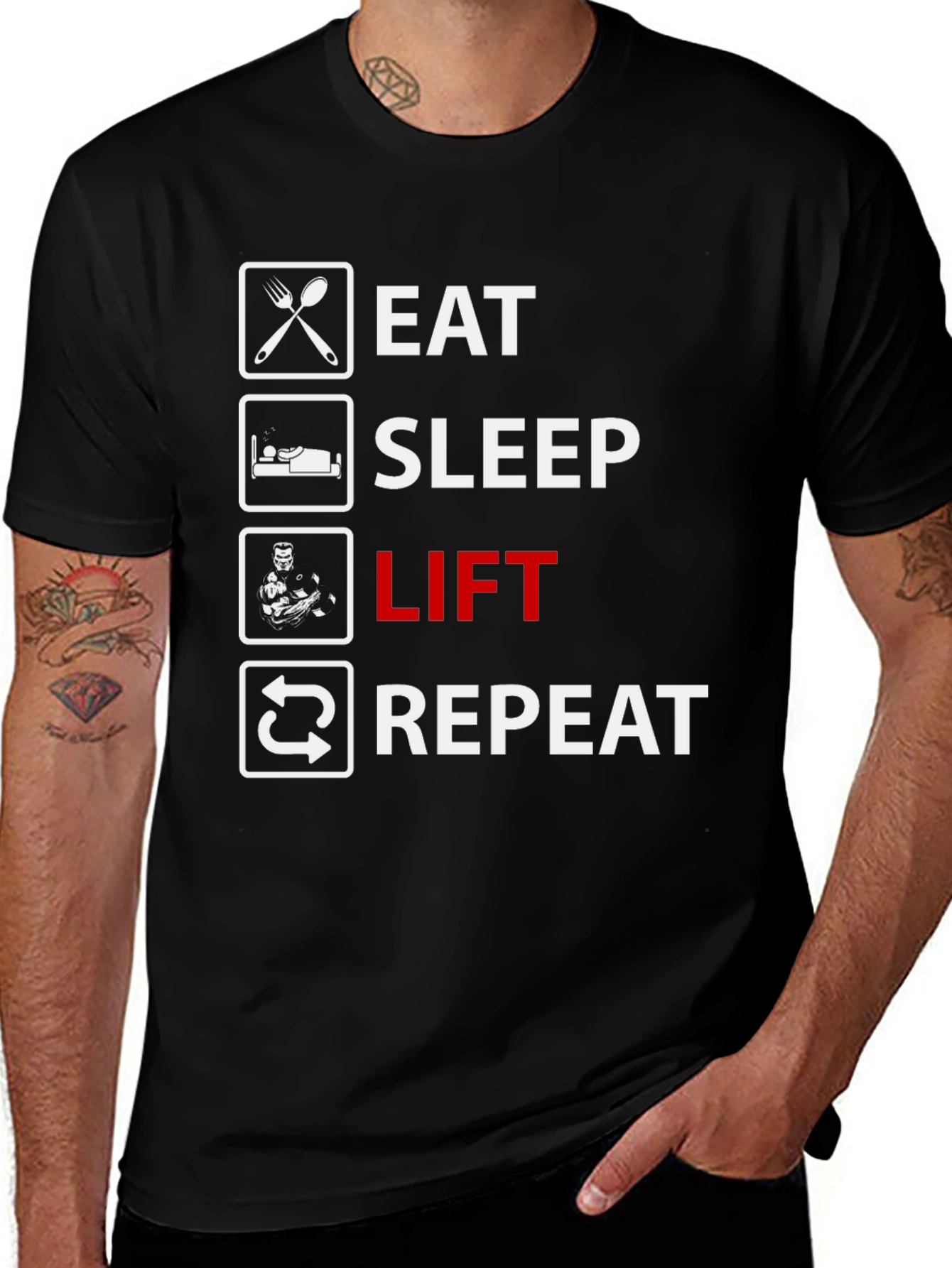 Eat Sleep Lift Repeat Graphic T-Shirt