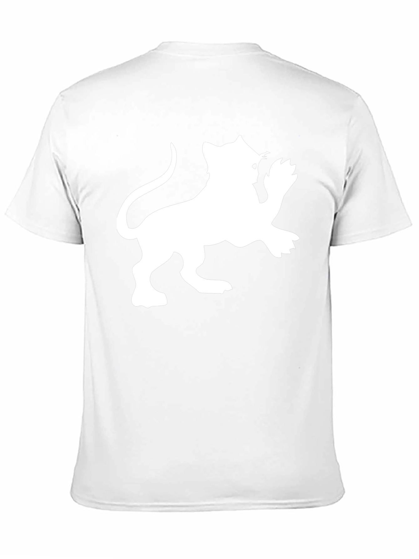 Black Tee with White Lion Graphic Print