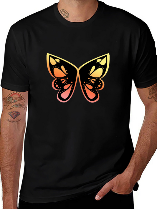 Butterfly Gradient Graphic Tee - Stylish Black T-Shirt