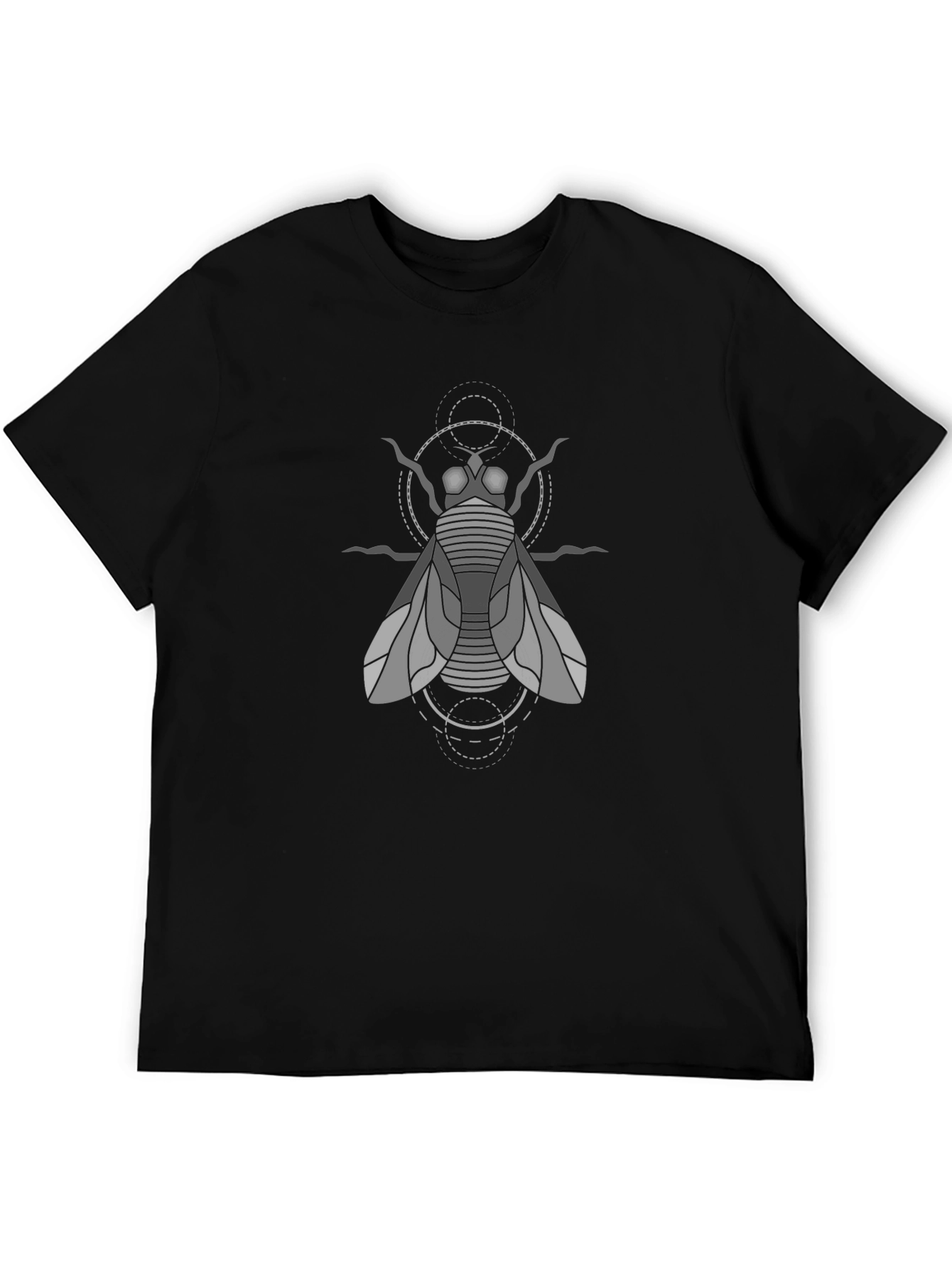 Geometric Fly Graphic Tee - Black Cotton