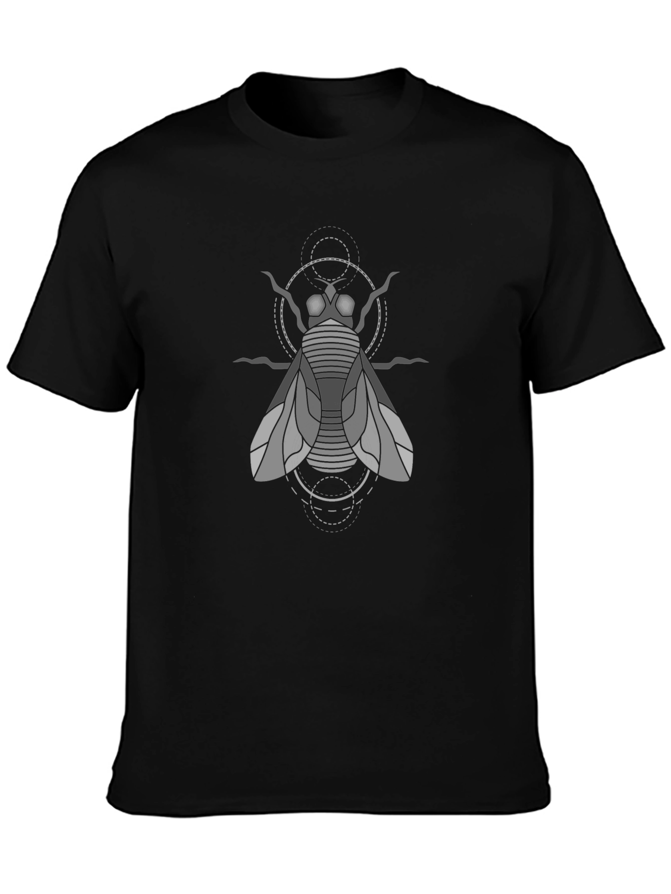 Geometric Fly Graphic Tee - Black Cotton