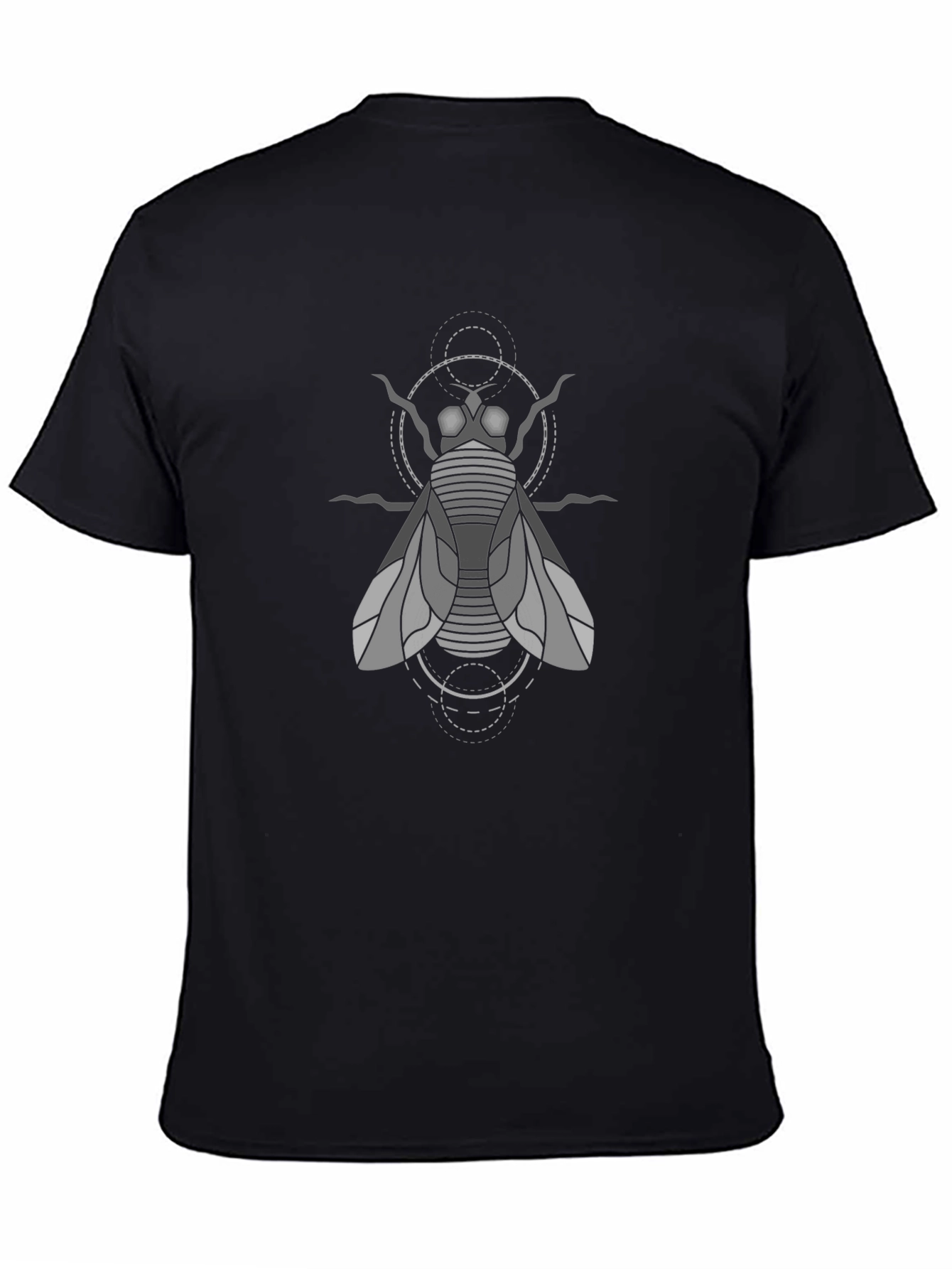 Geometric Fly Graphic Tee - Black Cotton