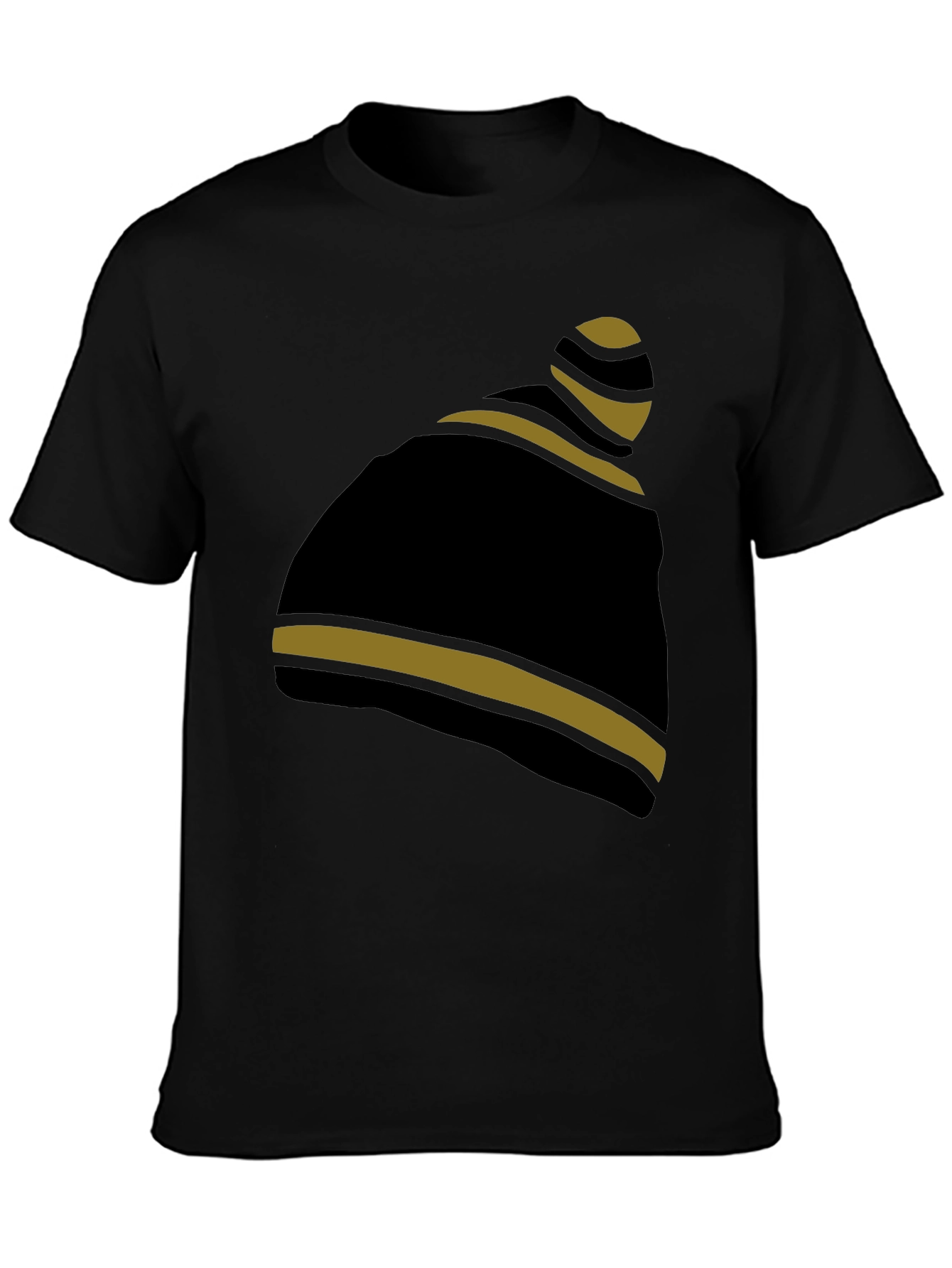 Striped Beanie Graphic Tee - Casual Style