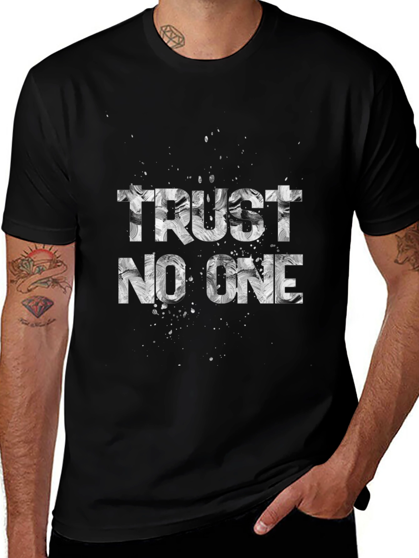 Trust No One Graphic Black T-Shirt