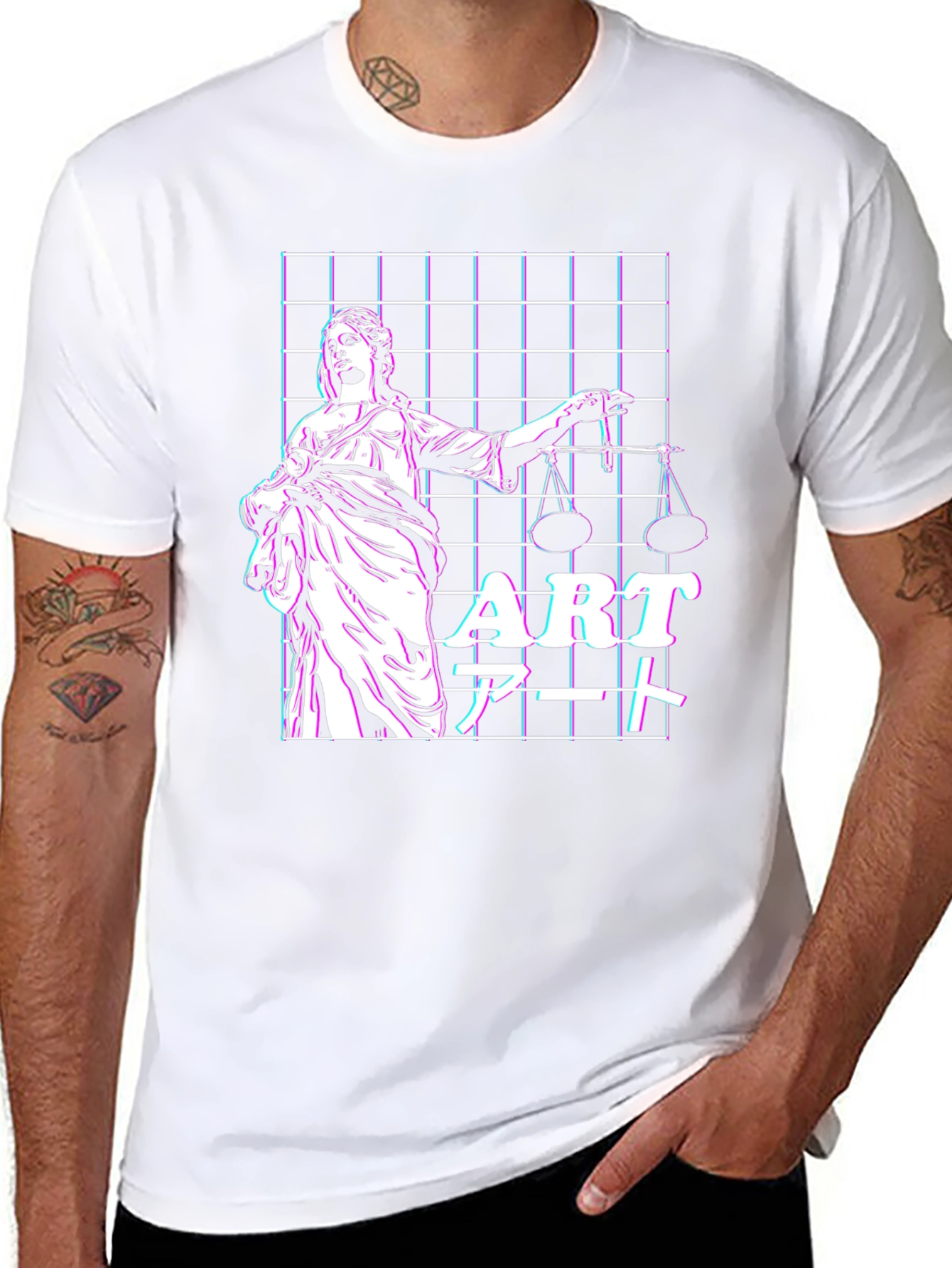 Justice Vaporwave T-Shirt - Artistic Design