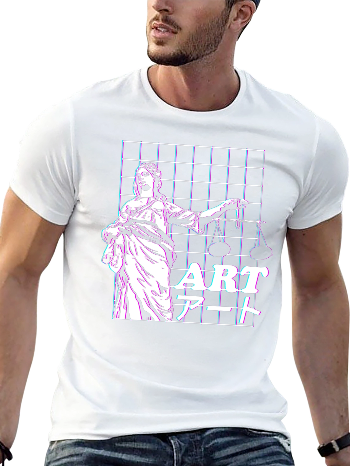 Justice Vaporwave T-Shirt - Artistic Design
