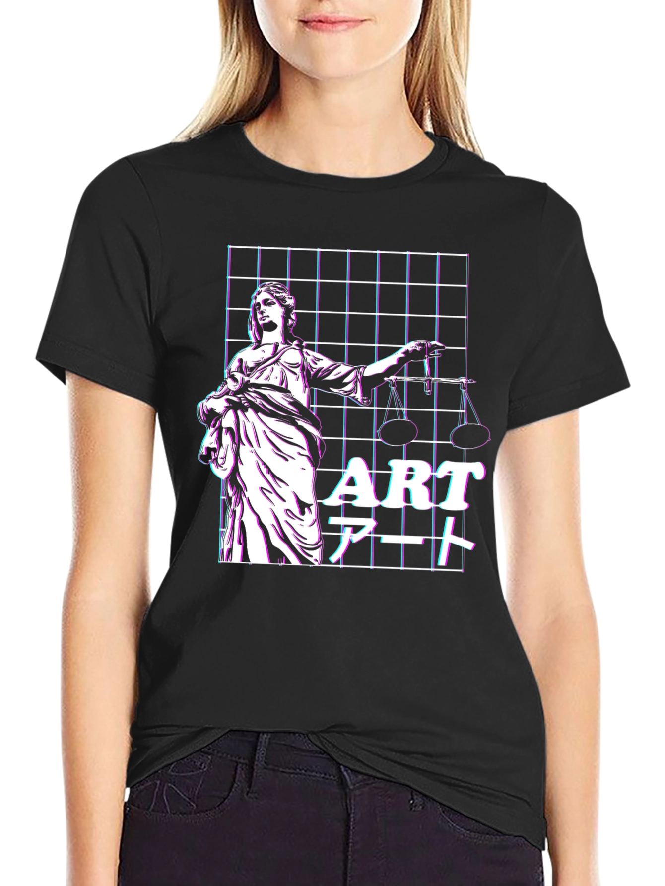 Justice Vaporwave T-Shirt - Artistic Design