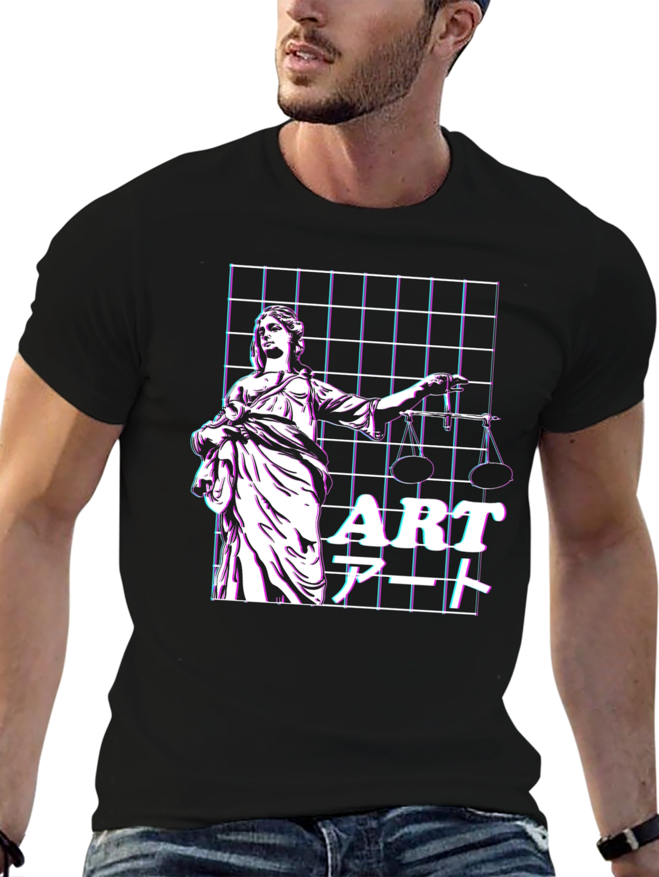 Justice Vaporwave T-Shirt - Artistic Design