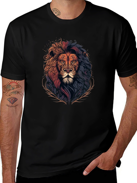 Lion Graphic Print Black T-Shirt