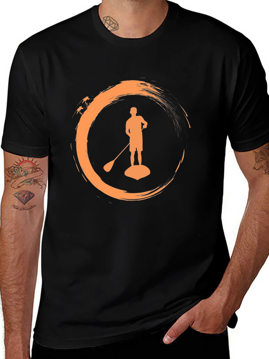 Paddle Boarder Graphic Tee - Black Cotton T-Shirt