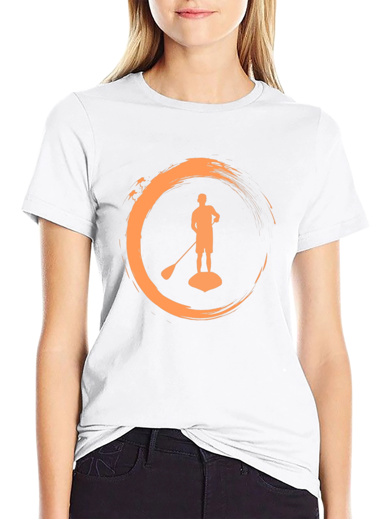 Paddle Boarder Graphic Tee - Black Cotton T-Shirt