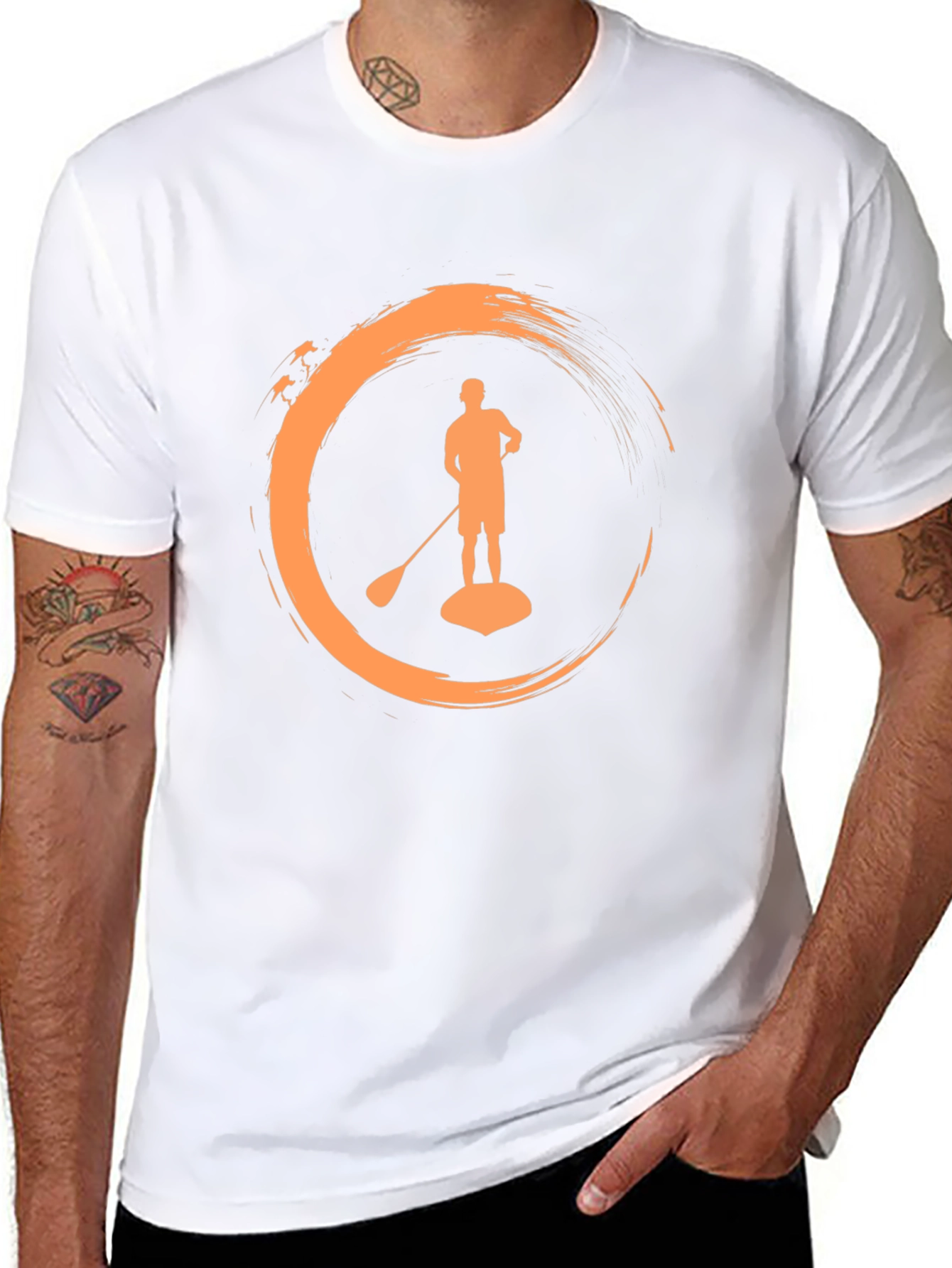 Paddle Boarder Graphic Tee - Black Cotton T-Shirt