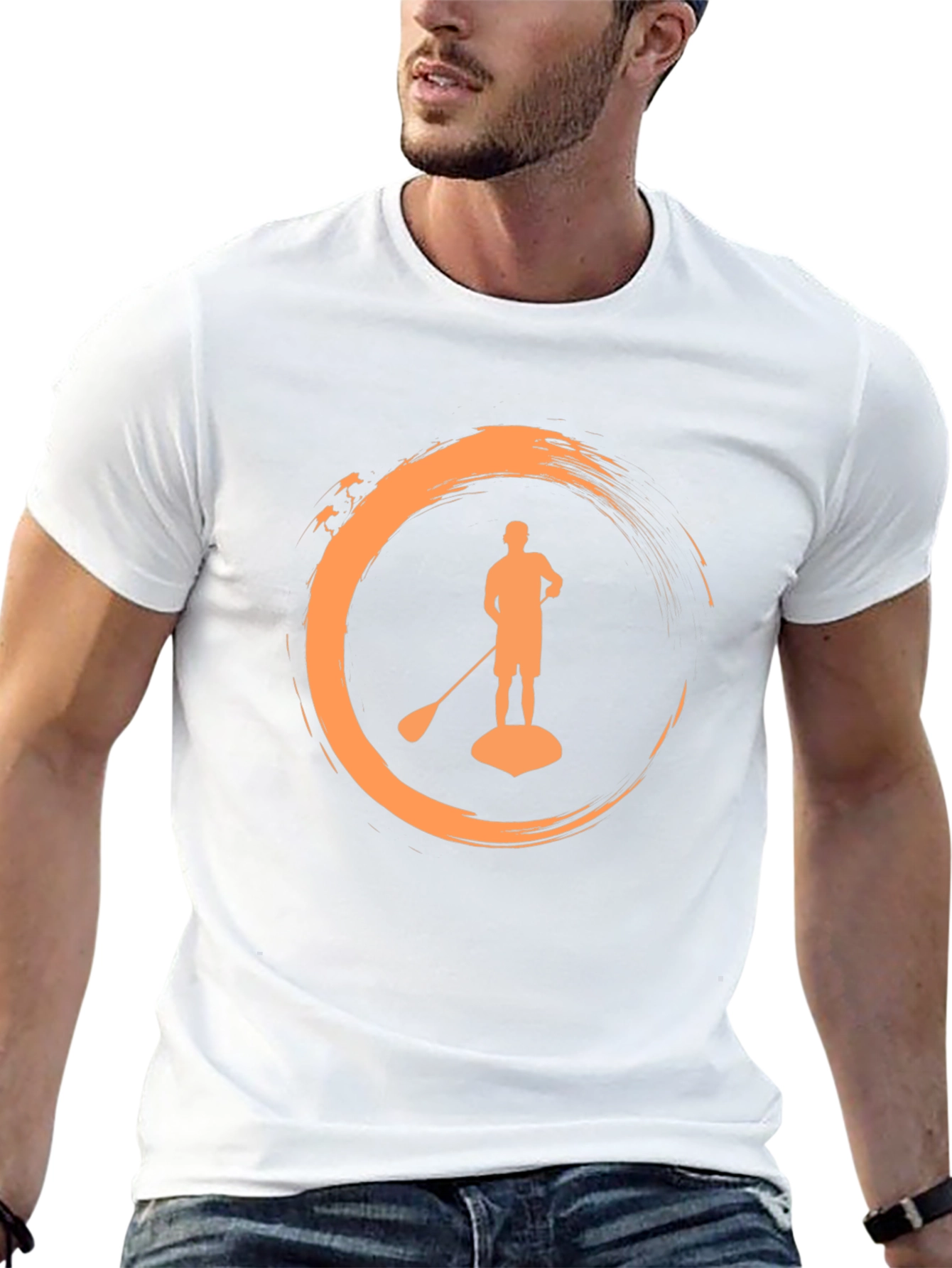 Paddle Boarder Graphic Tee - Black Cotton T-Shirt