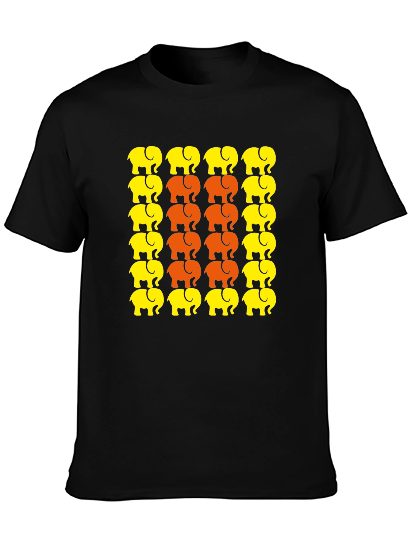 Elephant Print Crew Neck T-Shirt - Graphic Tee