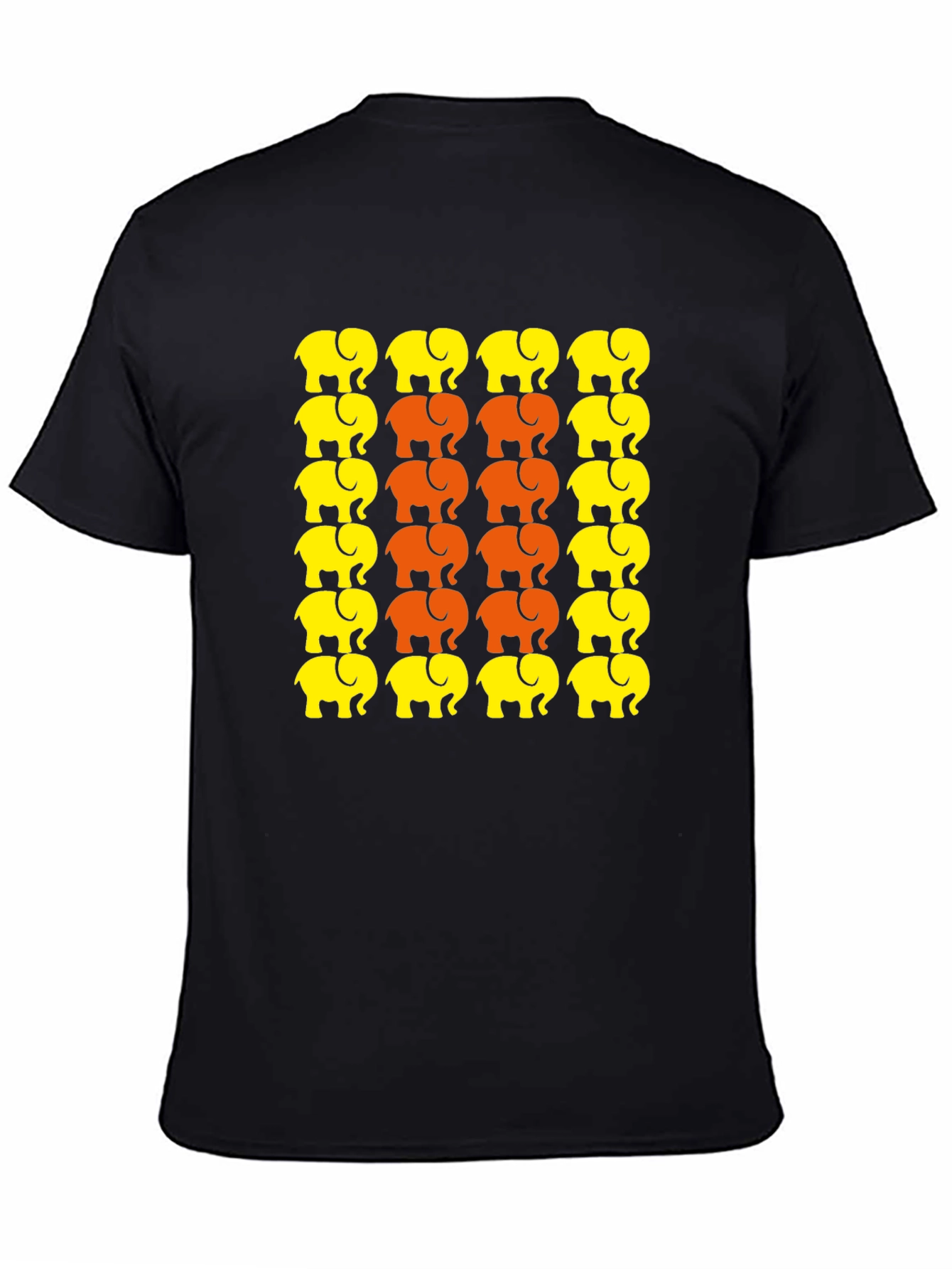 Elephant Print Crew Neck T-Shirt - Graphic Tee