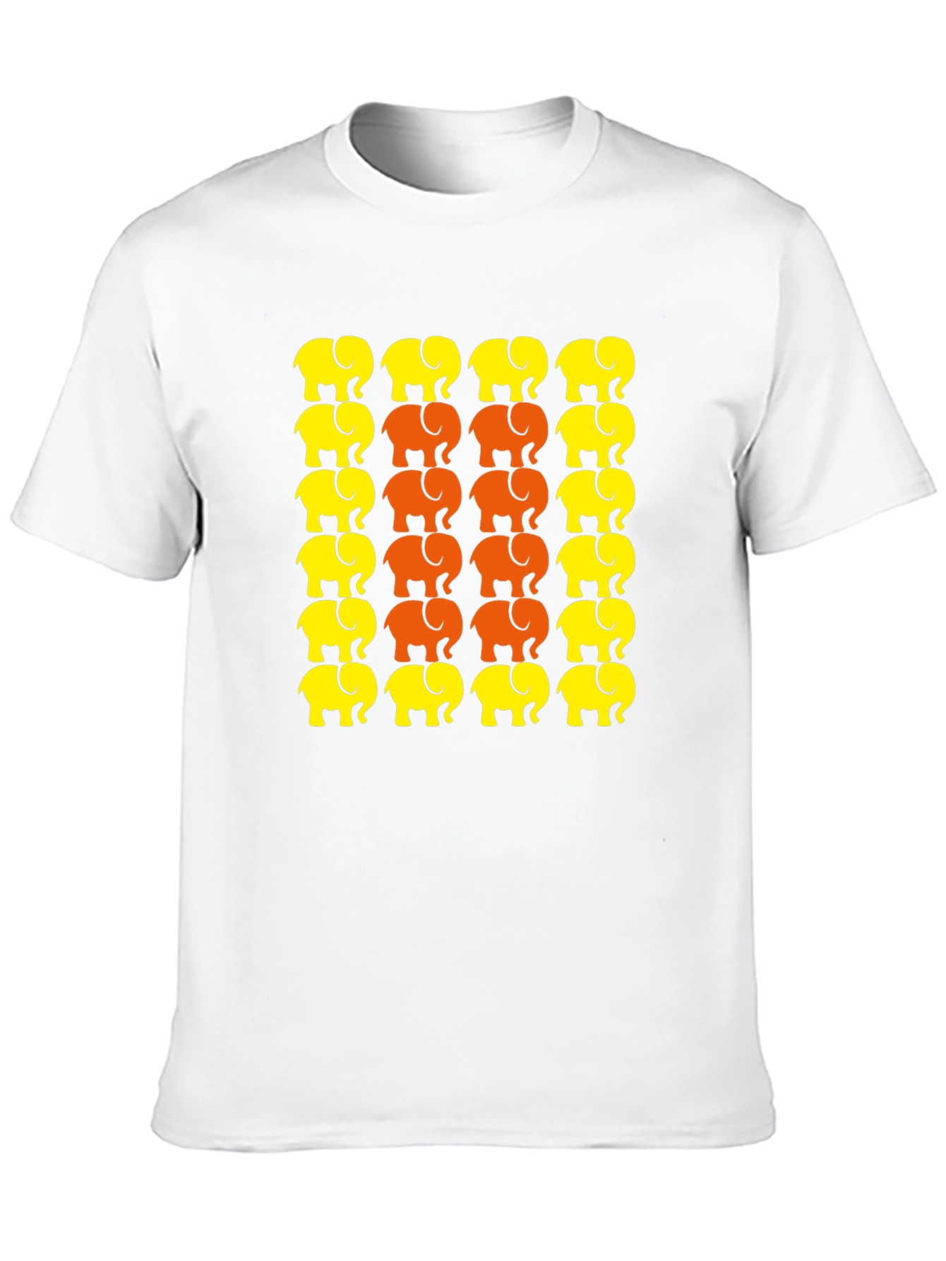 Elephant Print Crew Neck T-Shirt - Graphic Tee