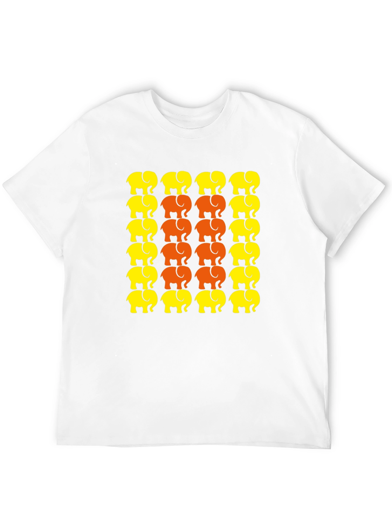 Elephant Print Crew Neck T-Shirt - Graphic Tee