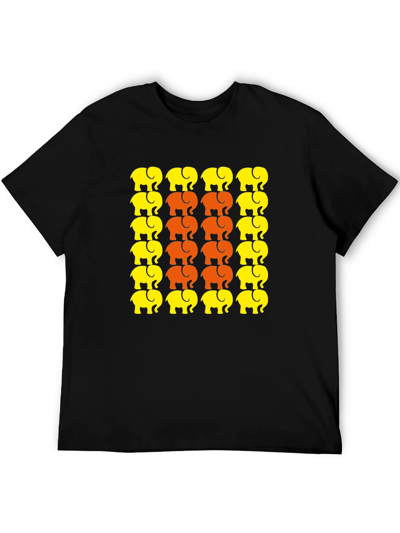 Elephant Print Crew Neck T-Shirt - Graphic Tee