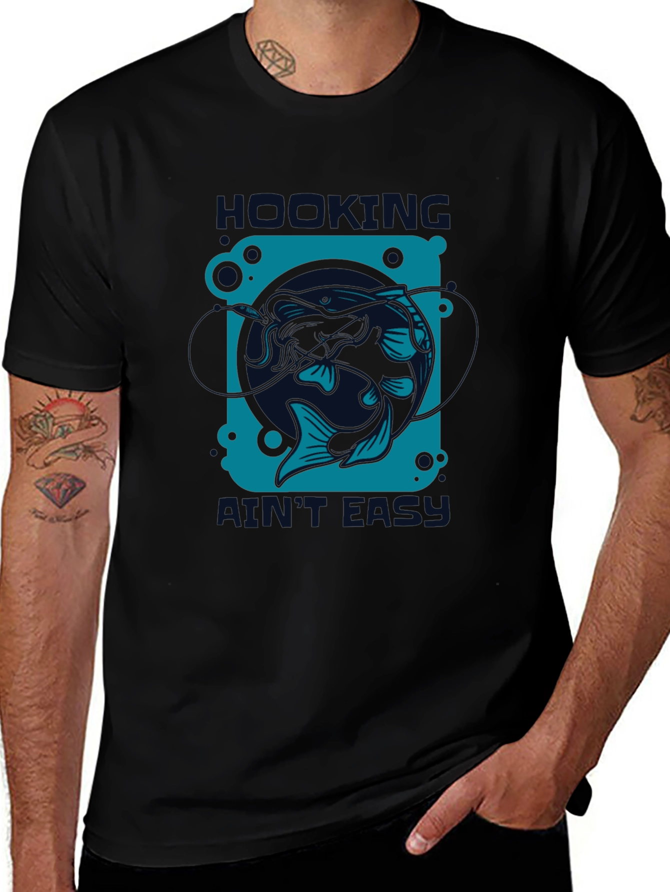 Hooking Aint Easy T-Shirt - Fishing Design