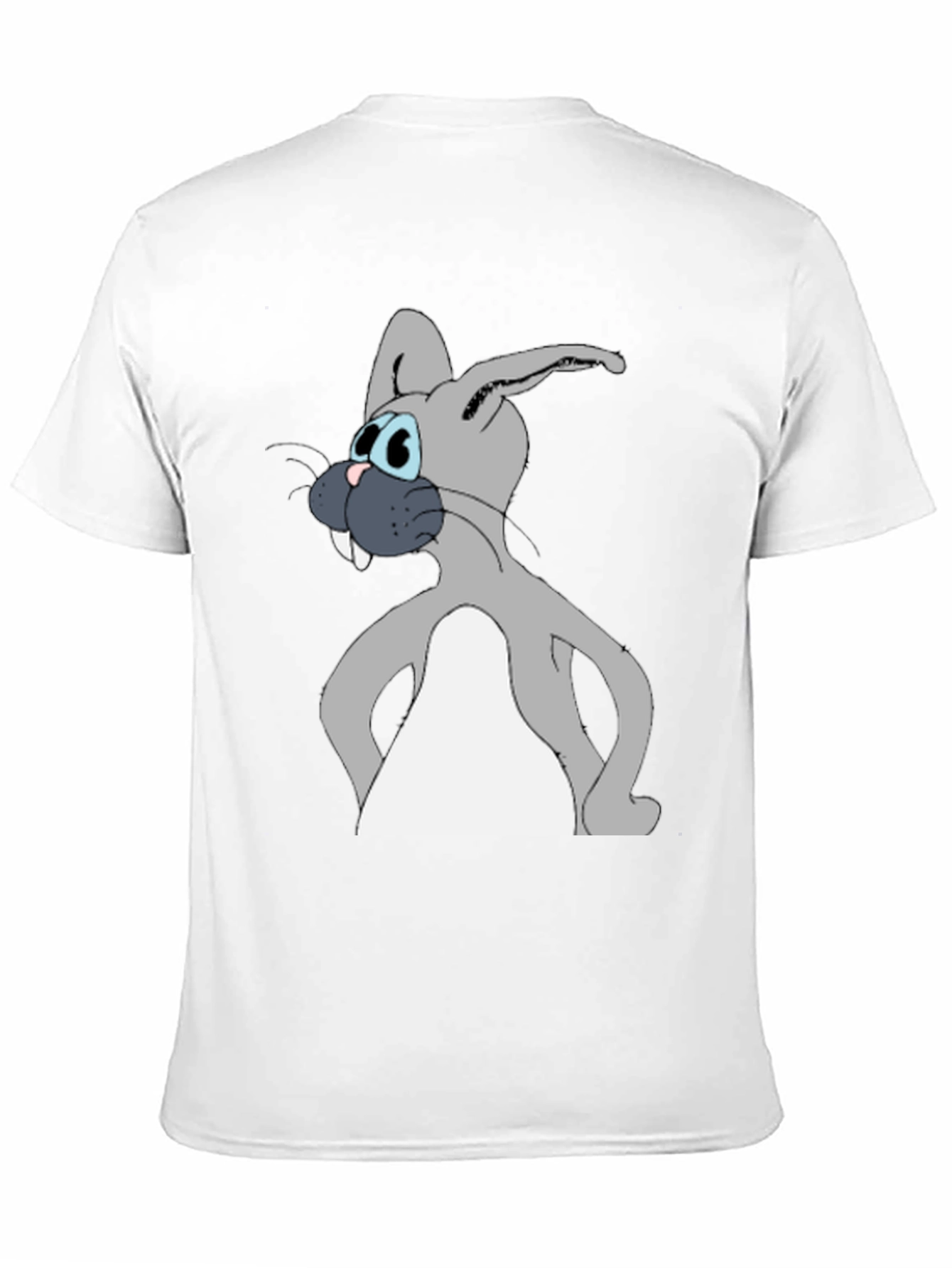 Cartoon Rabbit Graphic Tee - Black Cotton Blend