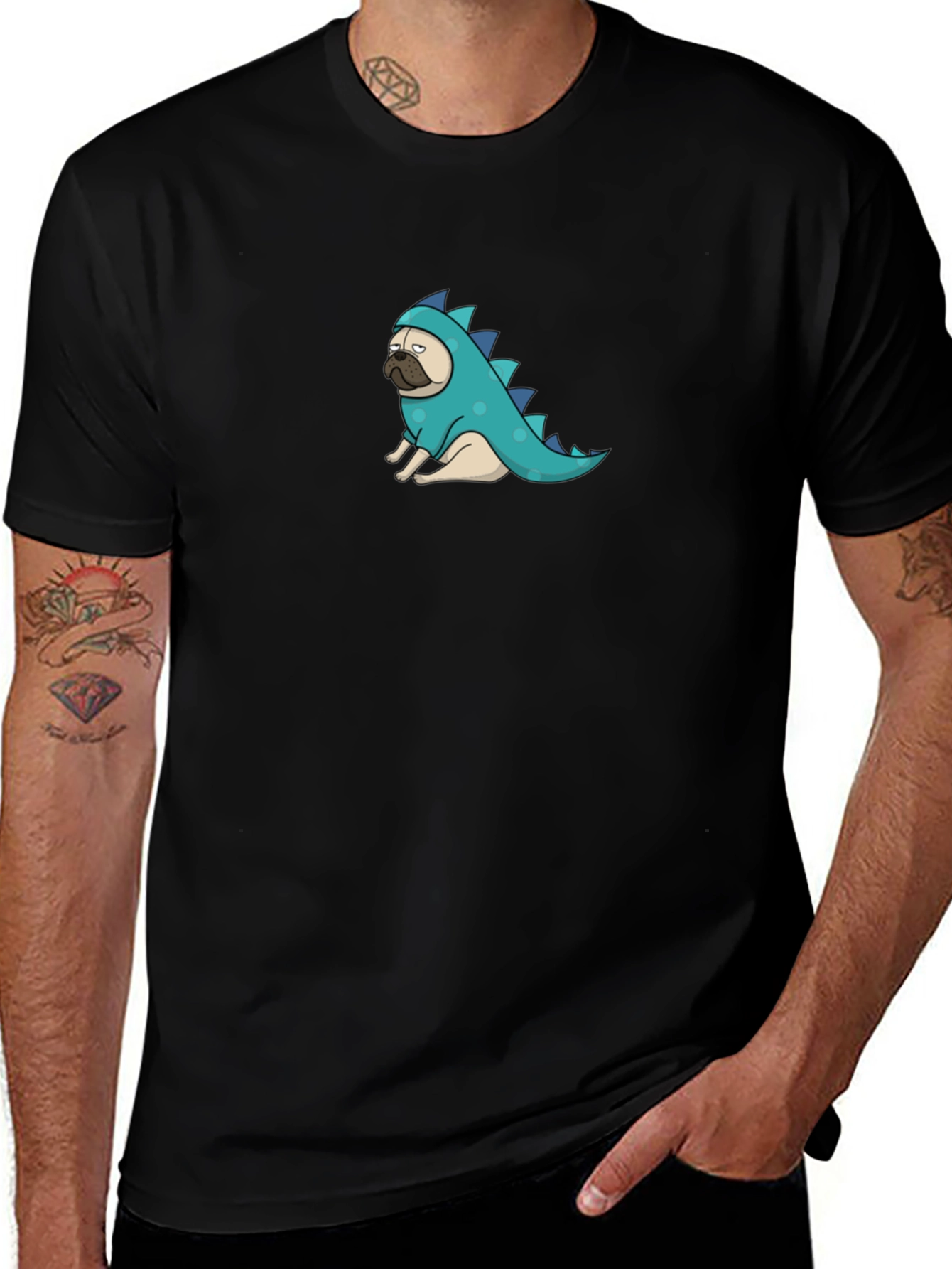 Pug Dinosaur Graphic Tee - Funny Dog T-Shirt
