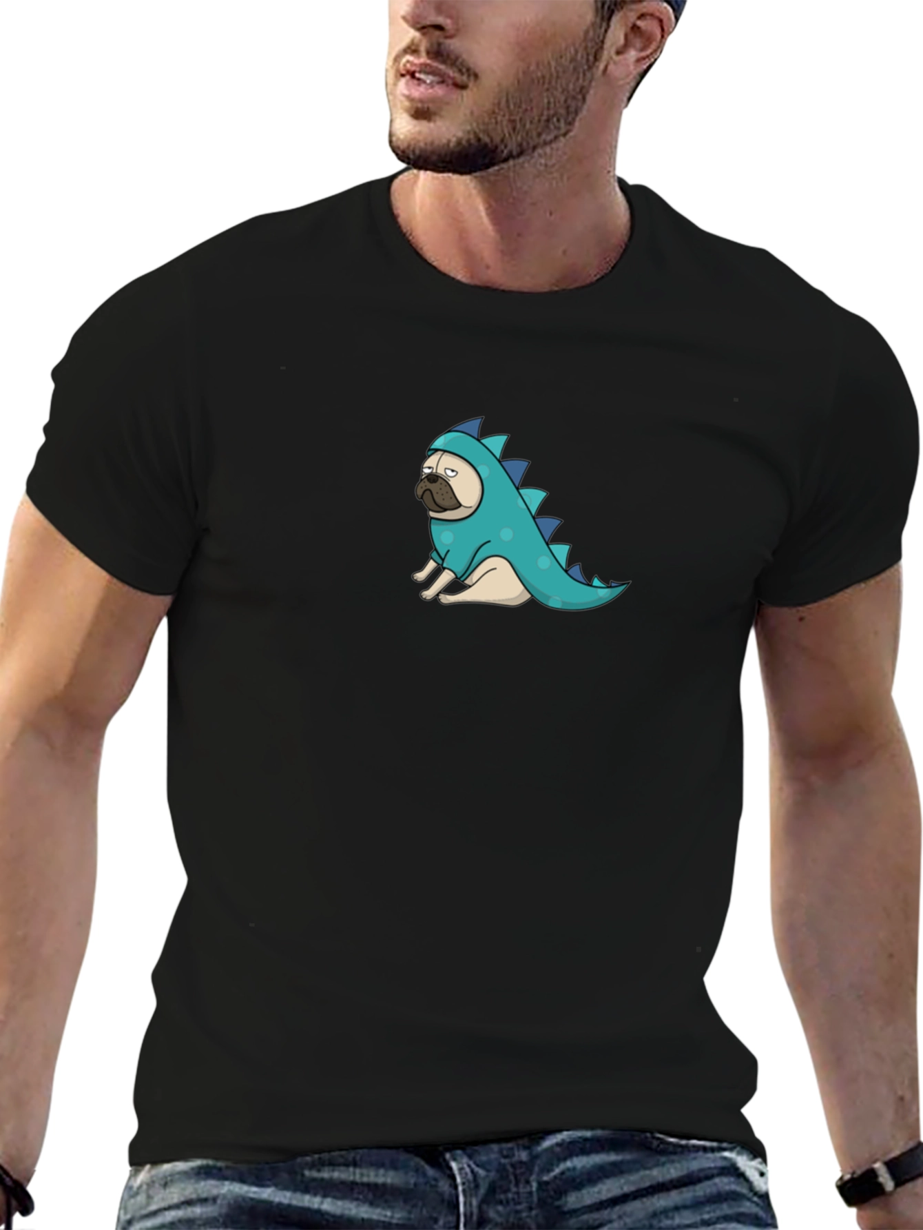 Pug Dinosaur Graphic Tee - Funny Dog T-Shirt