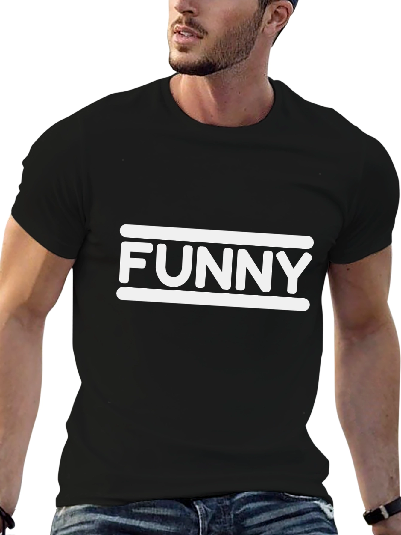 Funny Graphic Tee - Black T-Shirt with White Design