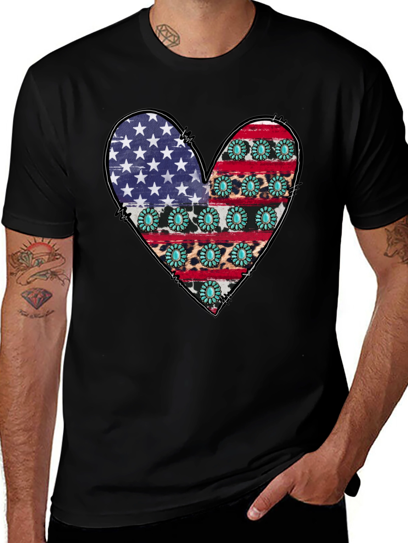 American Flag Heart Graphic T-Shirt