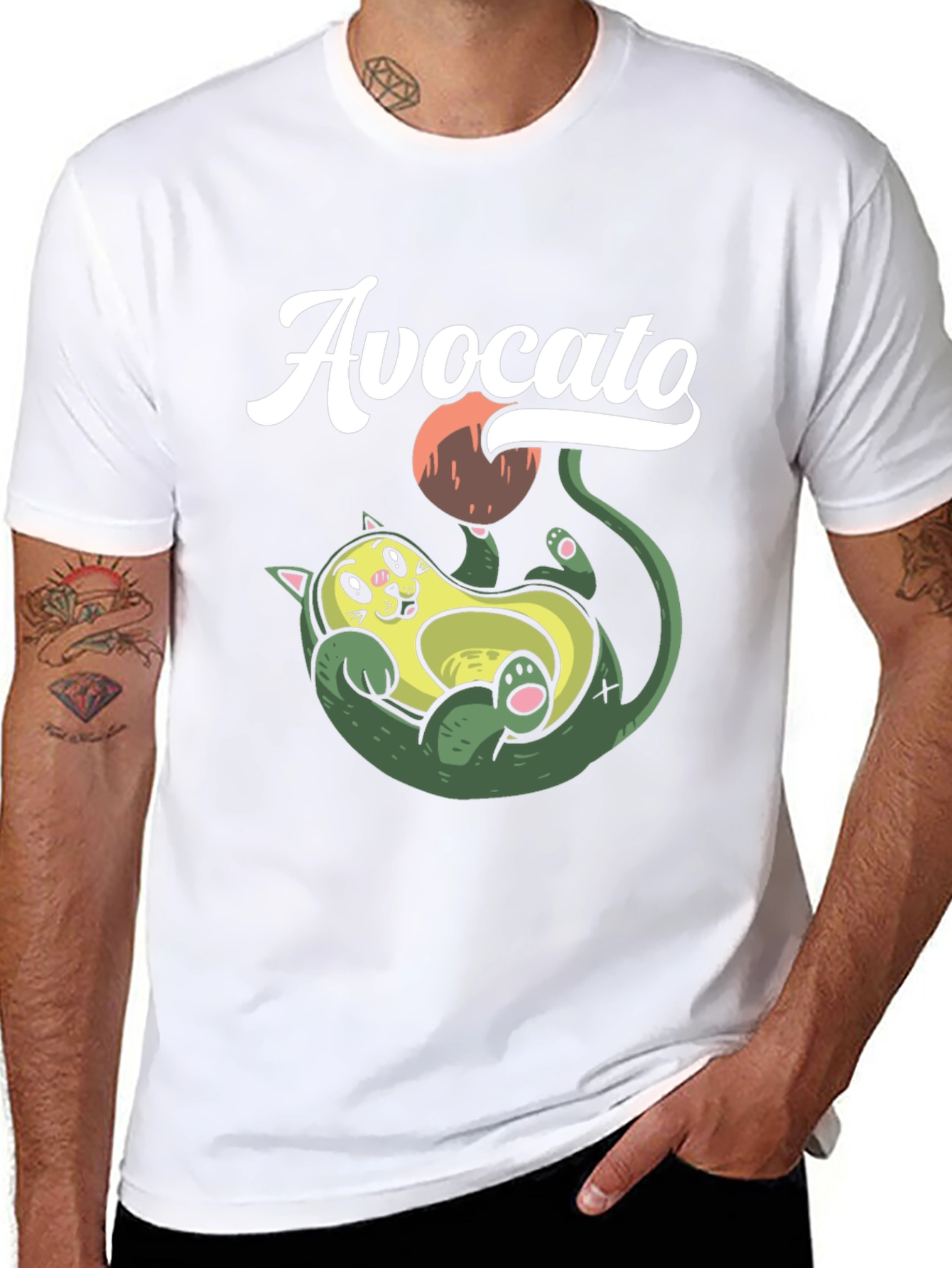 Avocato T-Shirt: Funny Cat Avocado Pun Tee