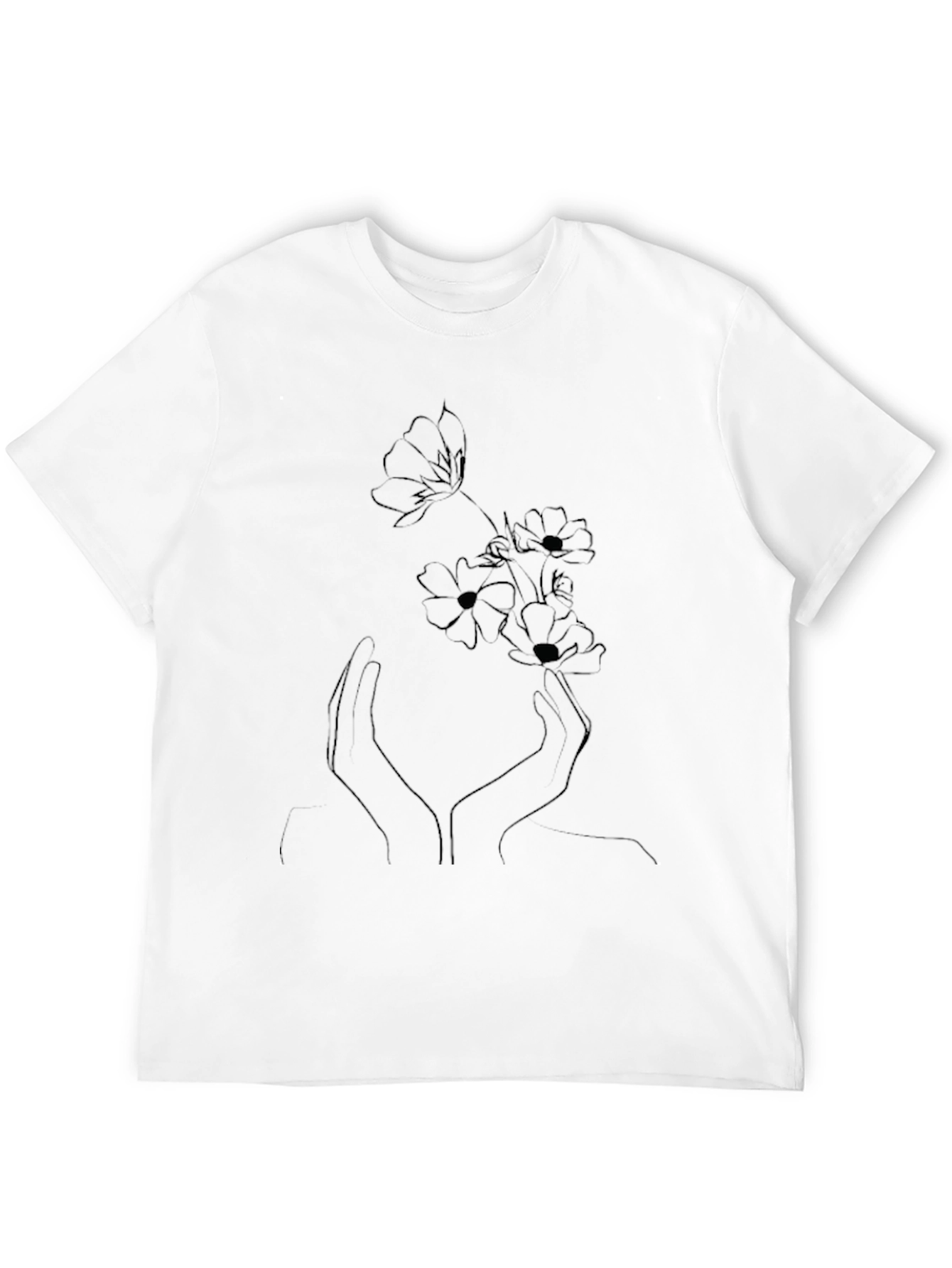 Floral Hands Graphic Black T-Shirt