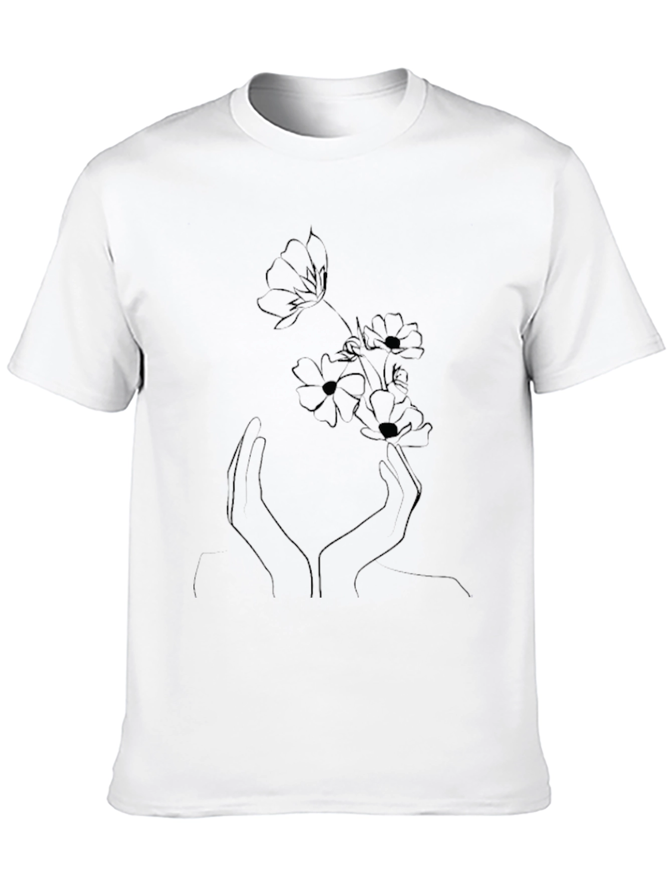 Floral Hands Graphic Black T-Shirt