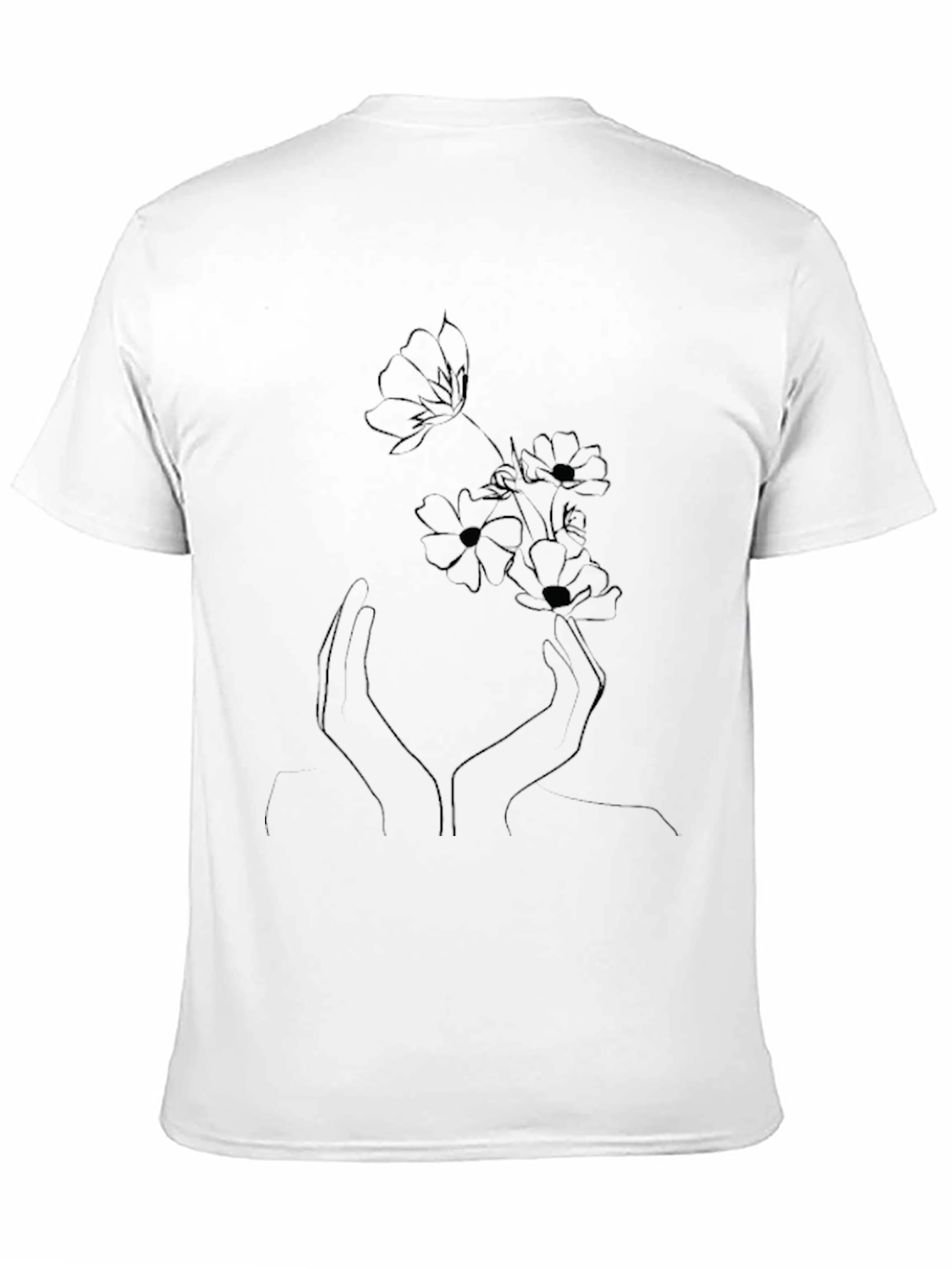 Floral Hands Graphic Black T-Shirt
