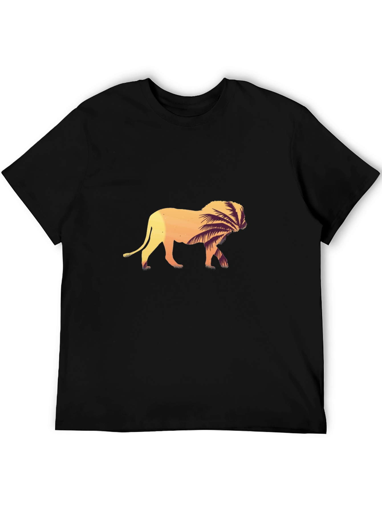 Lion Graphic Tee - Sunset Palm Design