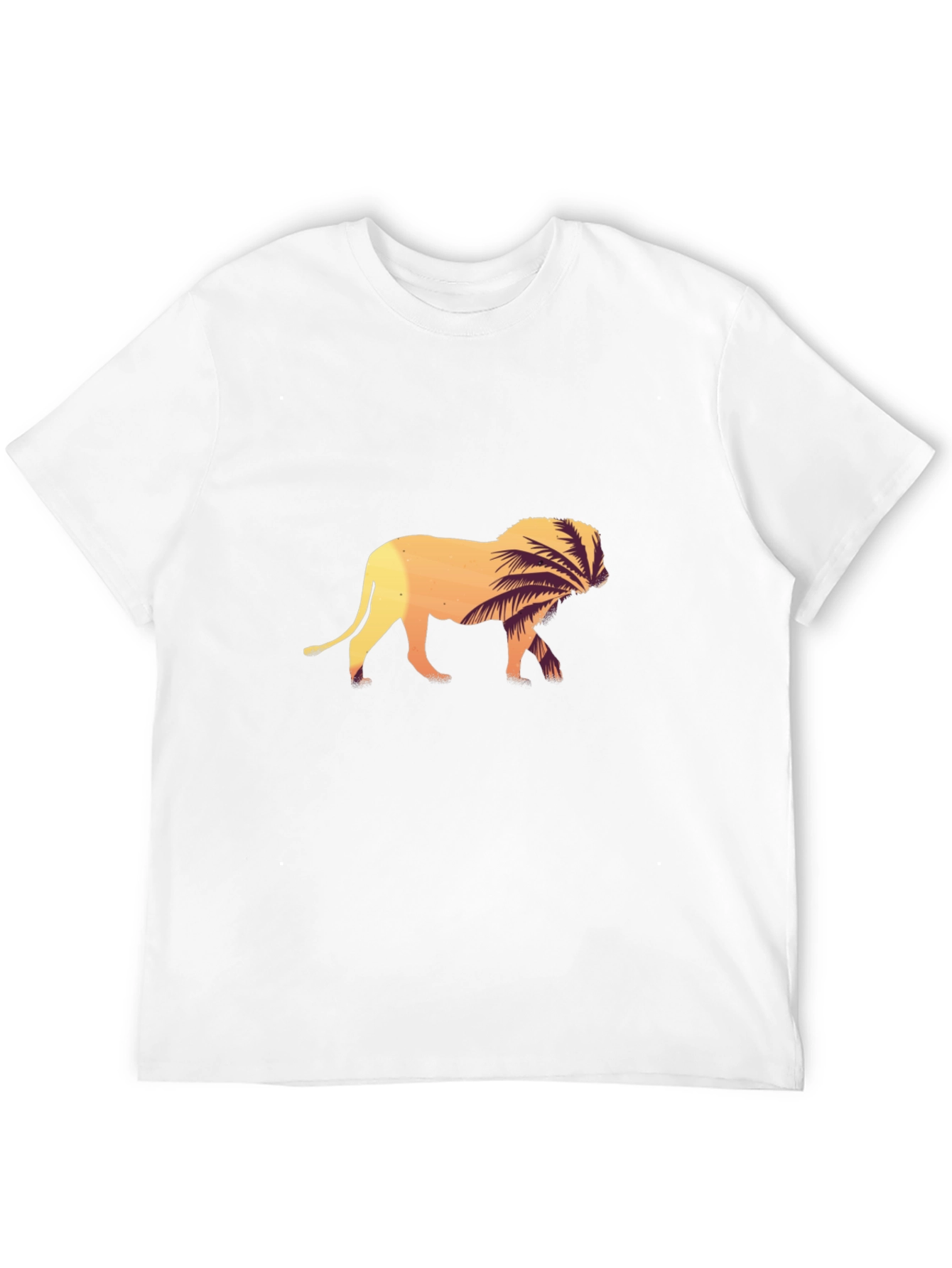 Lion Graphic Tee - Sunset Palm Design