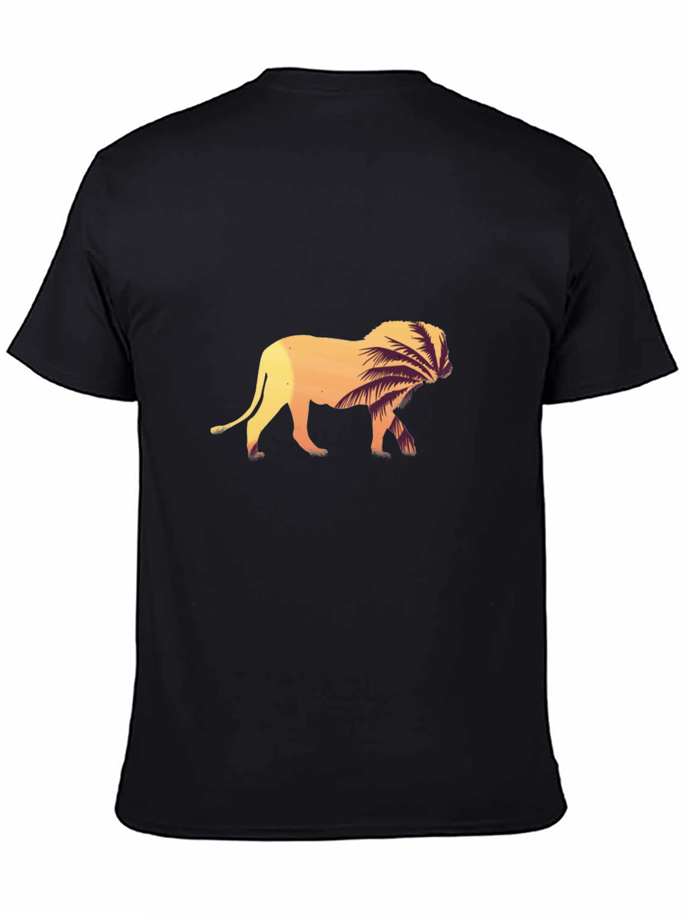 Lion Graphic Tee - Sunset Palm Design