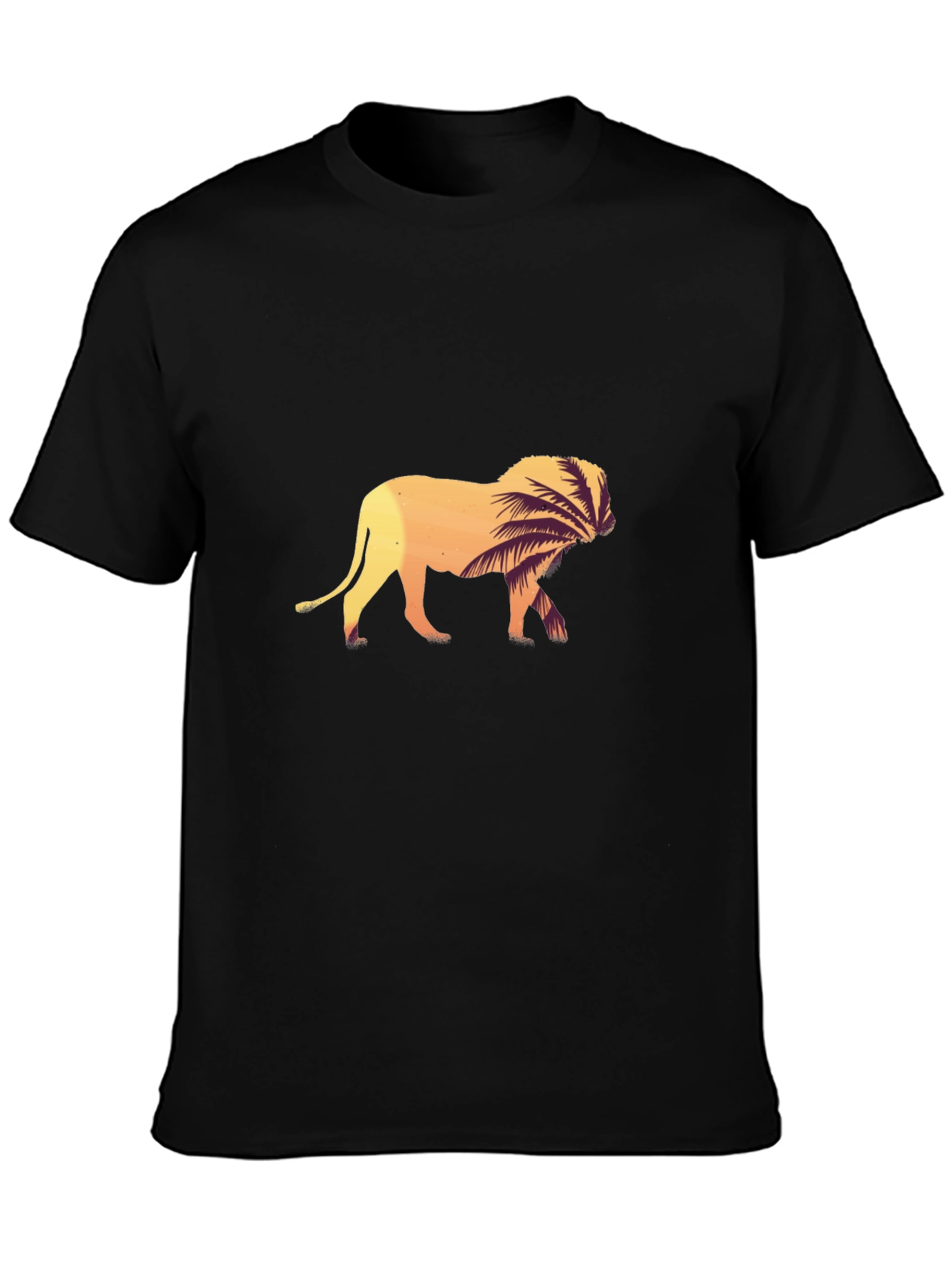 Lion Graphic Tee - Sunset Palm Design