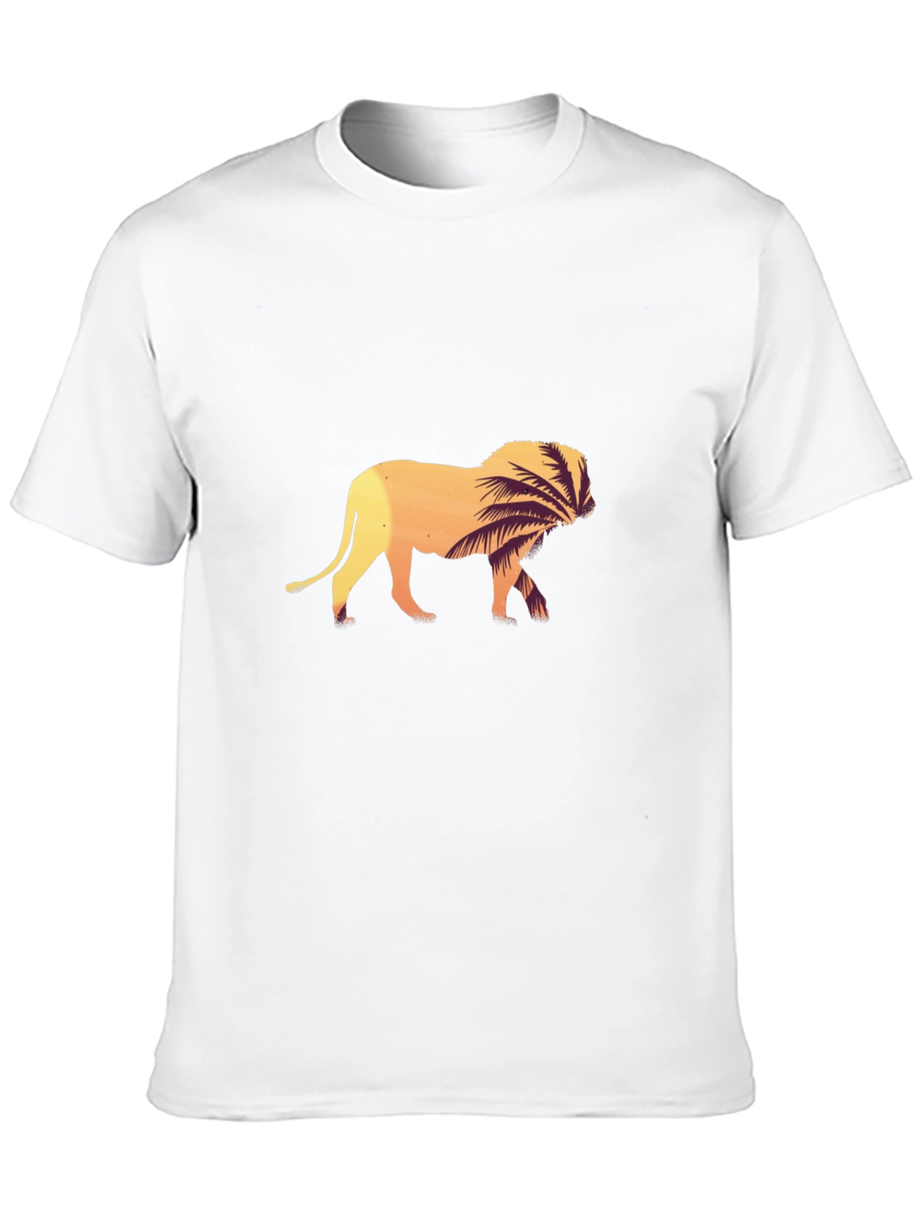 Lion Graphic Tee - Sunset Palm Design