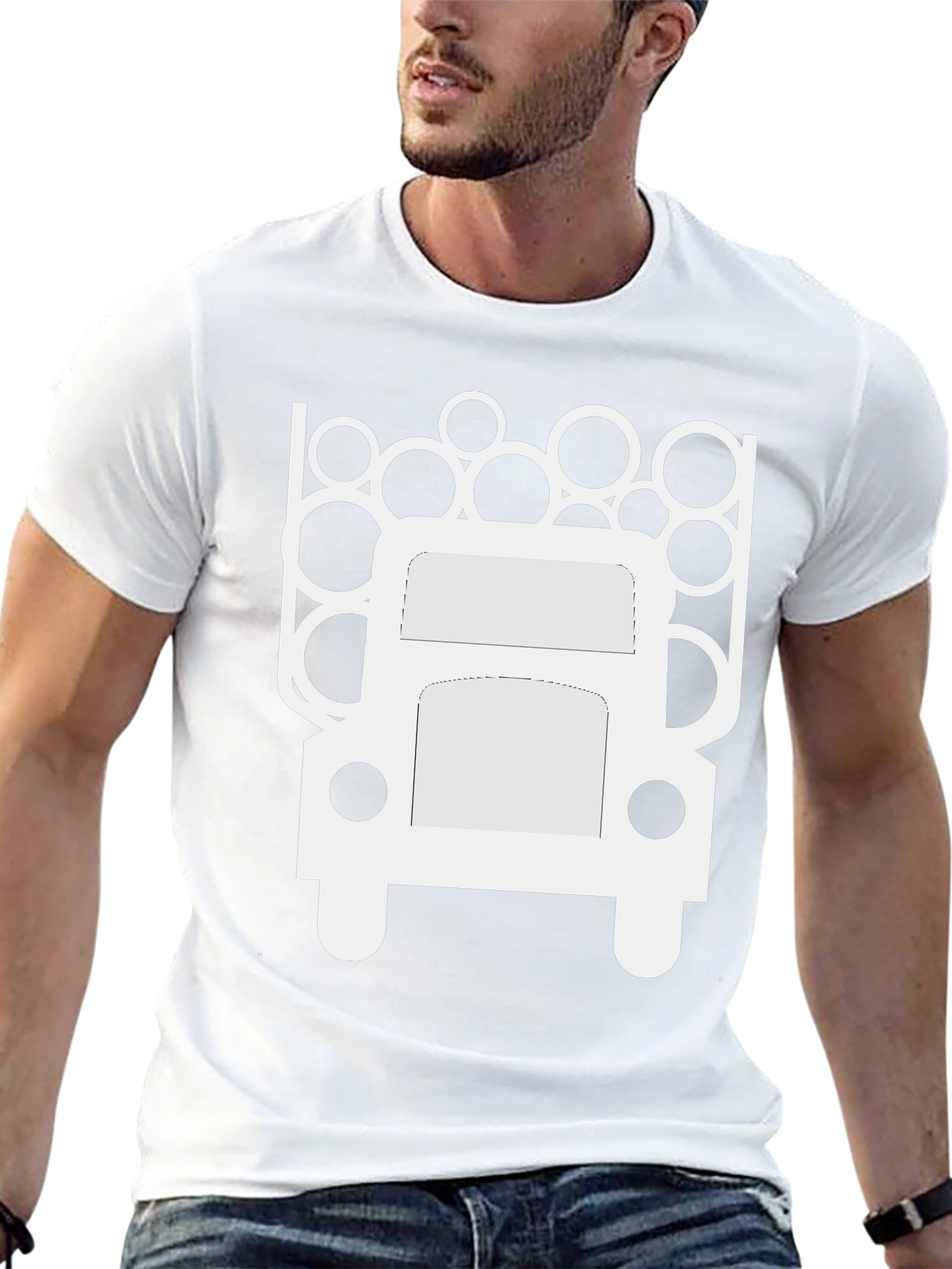 Mens Black T-Shirt - Logging Truck Graphic Tee