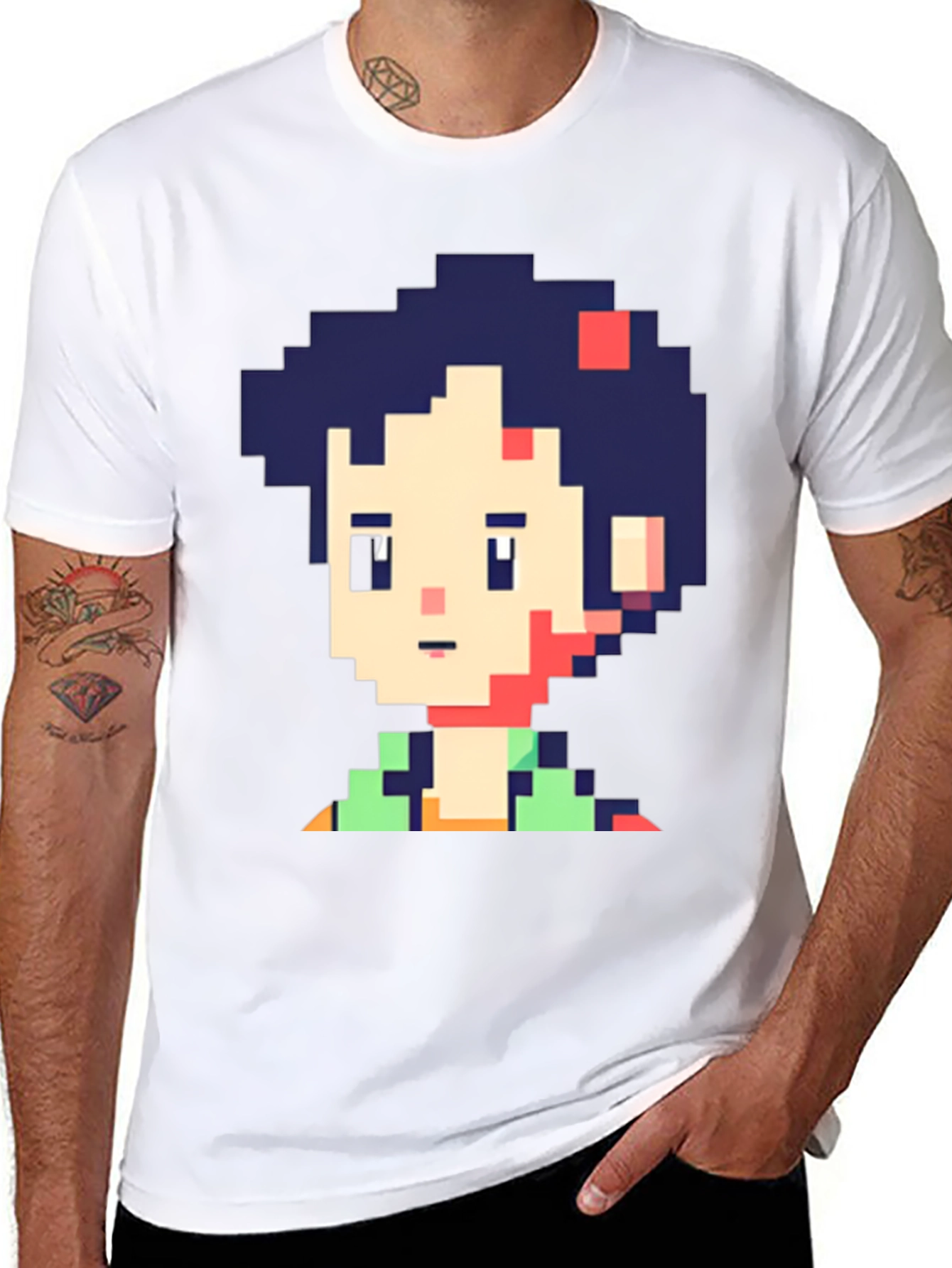 Pixel Art Character Graphic Black T-Shirt
